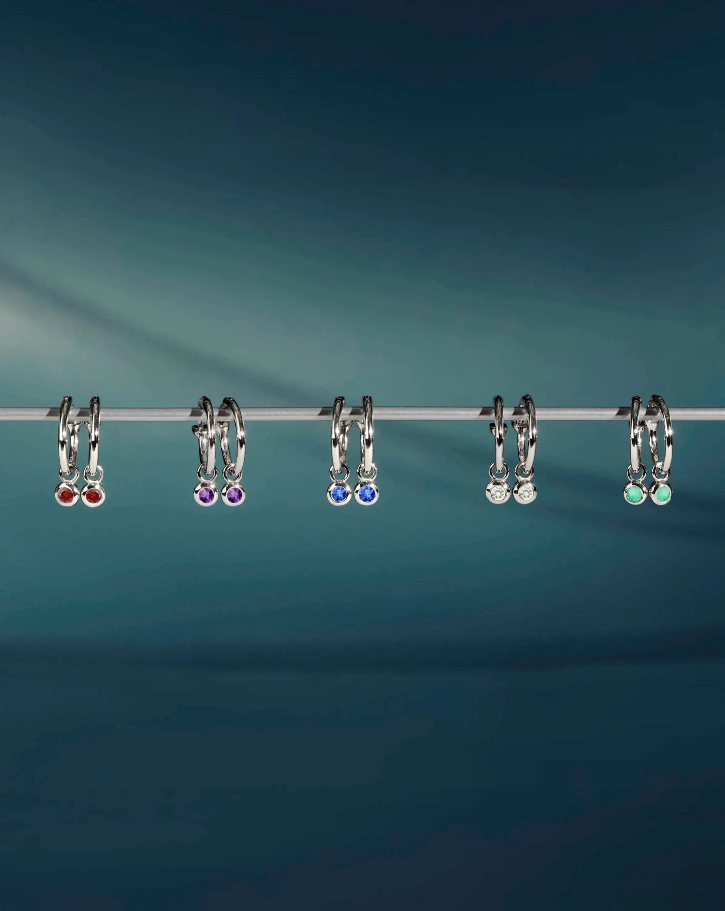 April Birthstone Mini Charm Hoop Earrings | Sterling Silver/Crystal Earrings Missoma