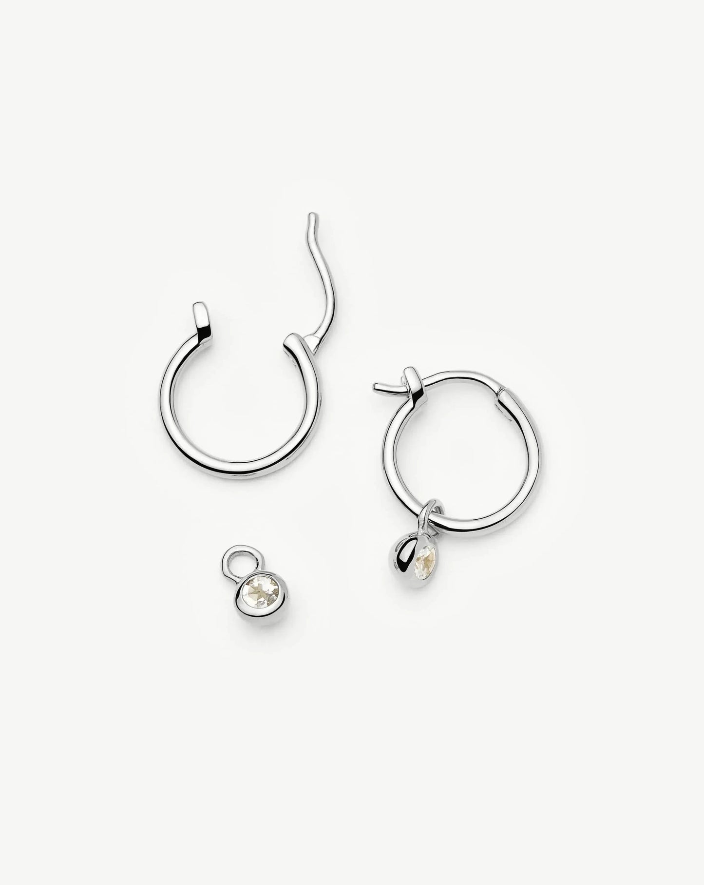 April Birthstone Mini Charm Hoop Earrings | Sterling Silver/Crystal Earrings Missoma