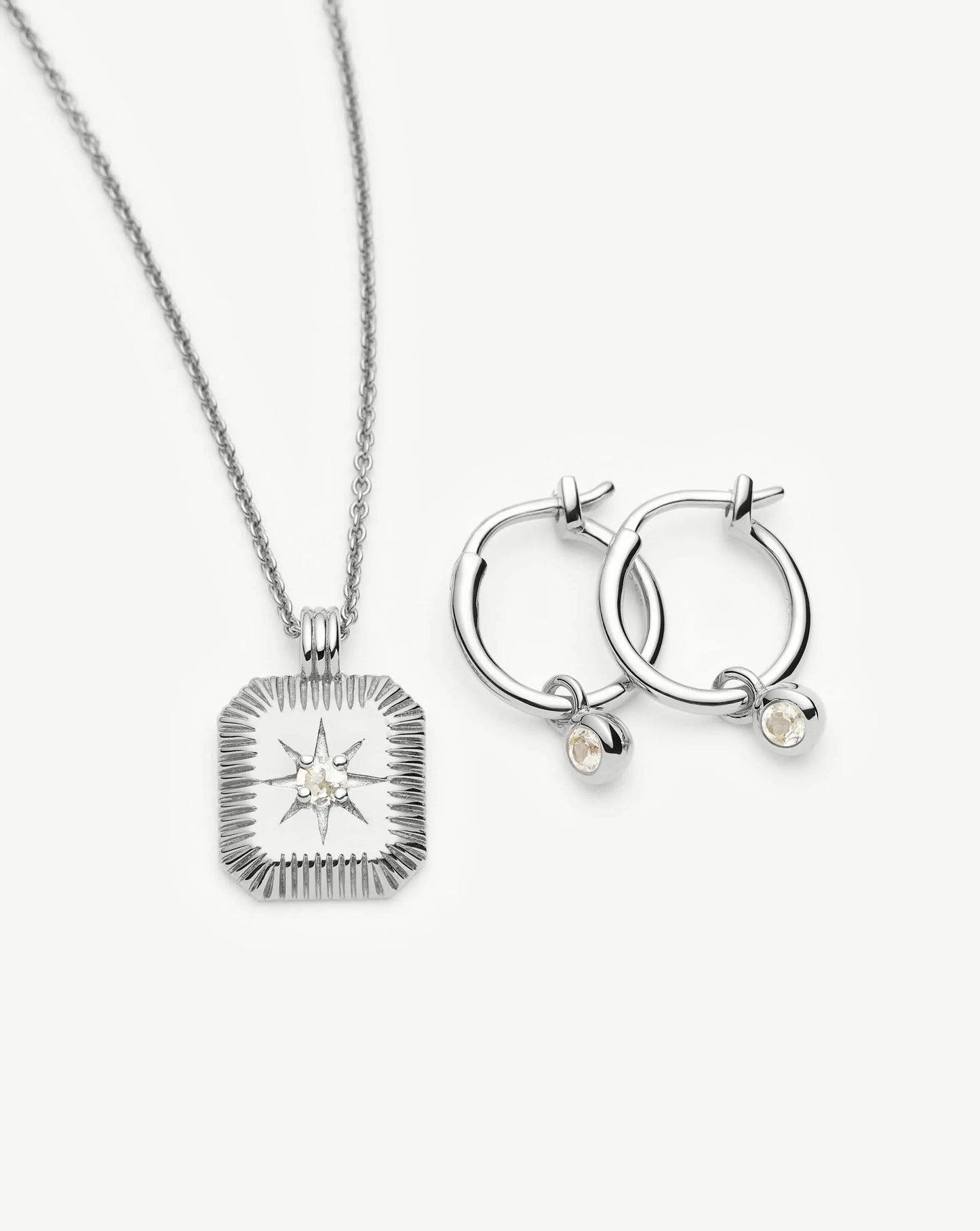 April Birthstone Necklace & Charm Earrings Set | Sterling Silver/Crystal Necklaces Missoma