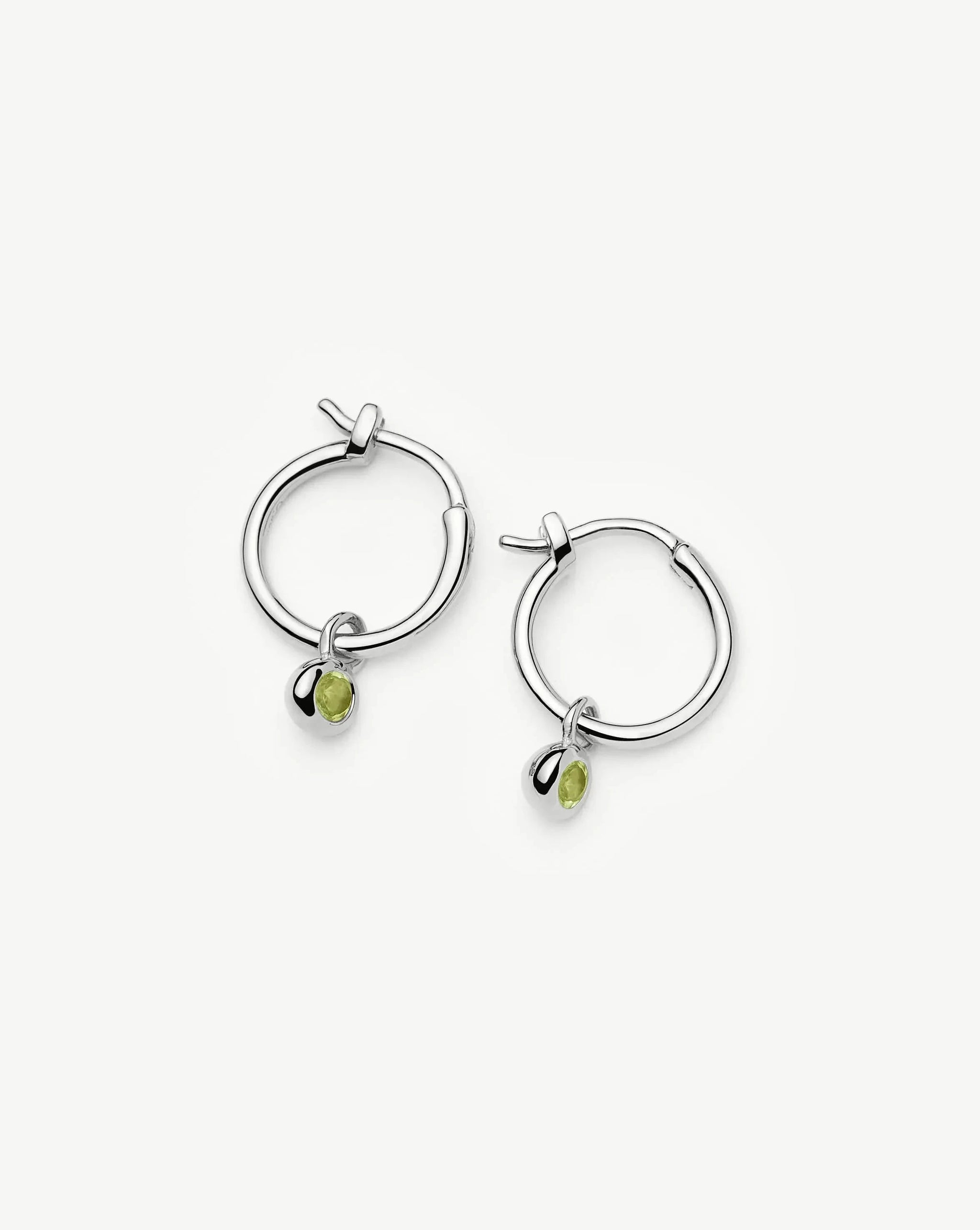 August Birthstone Mini Charm Hoop Earrings | Sterling Silver/Peridot Earrings Missoma