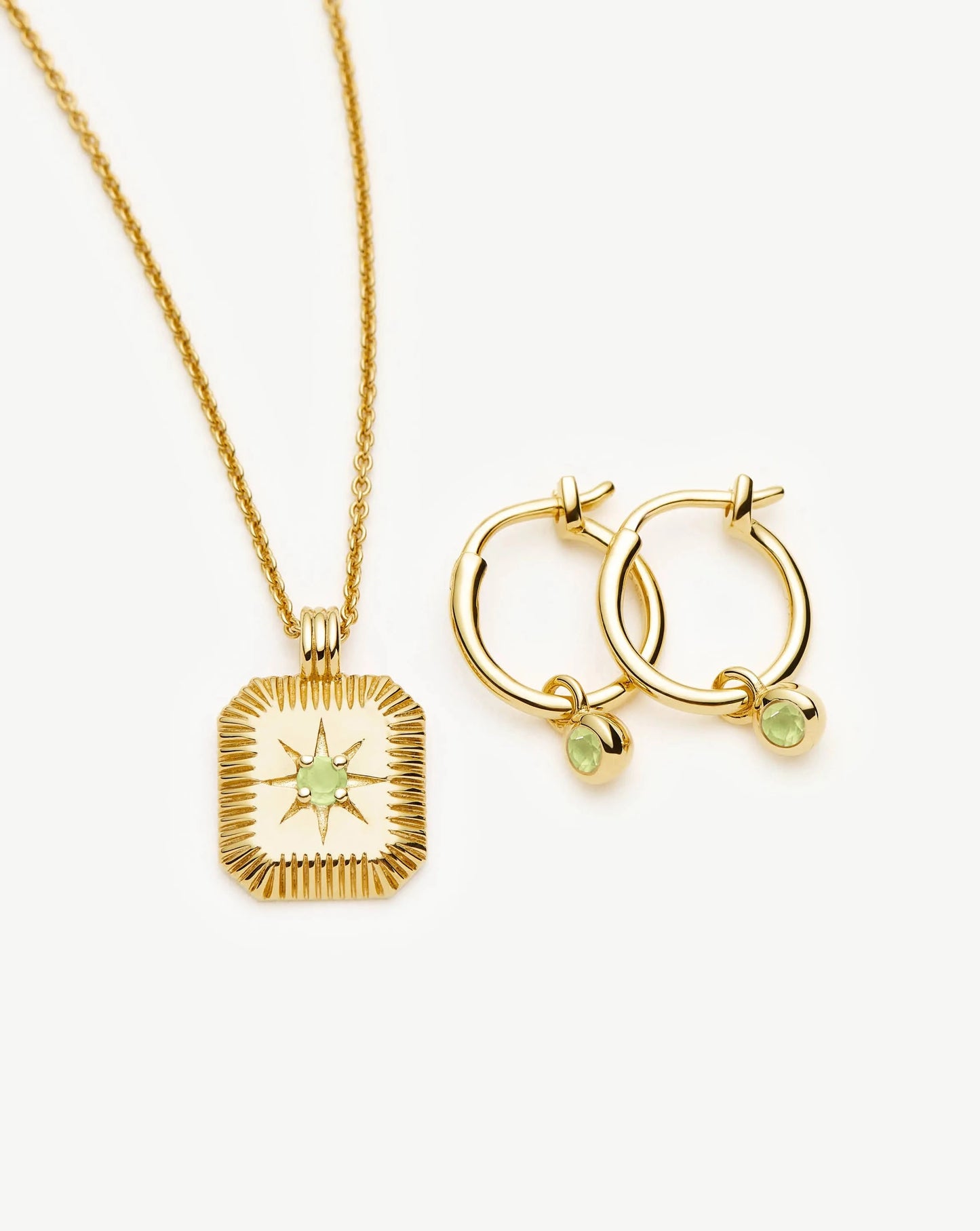 August Birthstone Necklace & Charm Earrings Set | 18k Gold Vermeil/Peridot Necklaces Missoma
