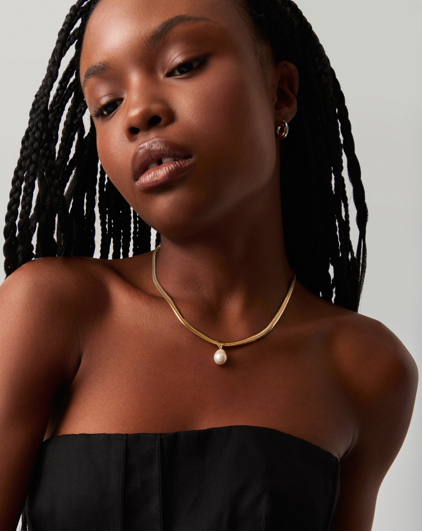 Baroque Pearl Snake Chain Pendant Necklace | 18k Gold Plated Vermeil/Pearl Necklaces Missoma