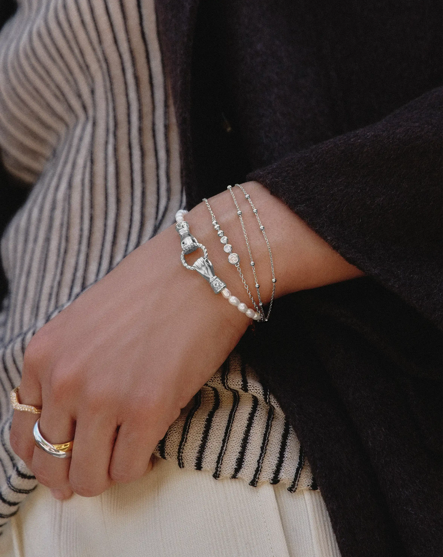 Beaded Stone Chain Bracelet | Silver Plated Bracelets Missoma