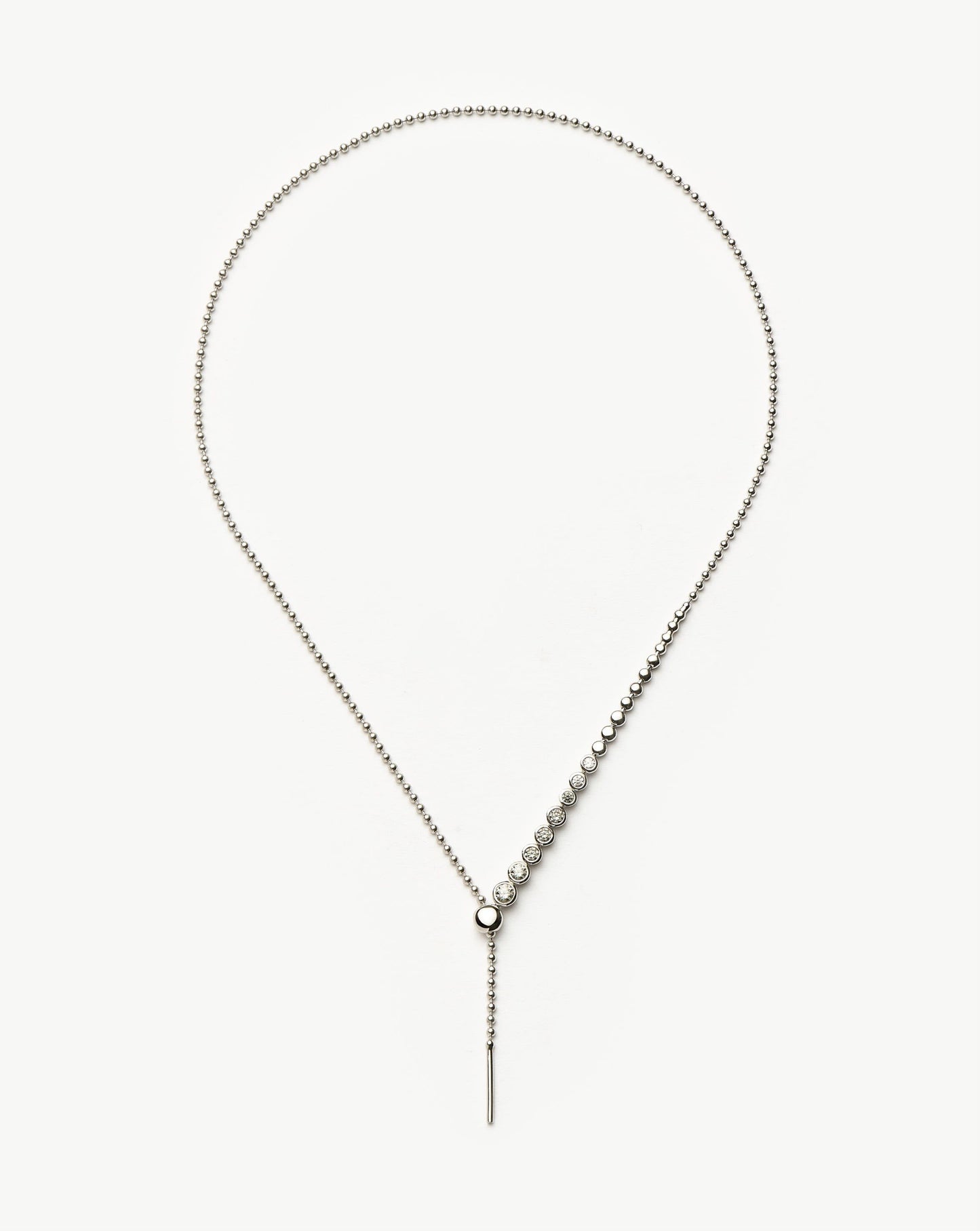 Beaded Stone Slider Lariat Necklace| Sterling Silver Cubic Zirconia Necklaces Missoma