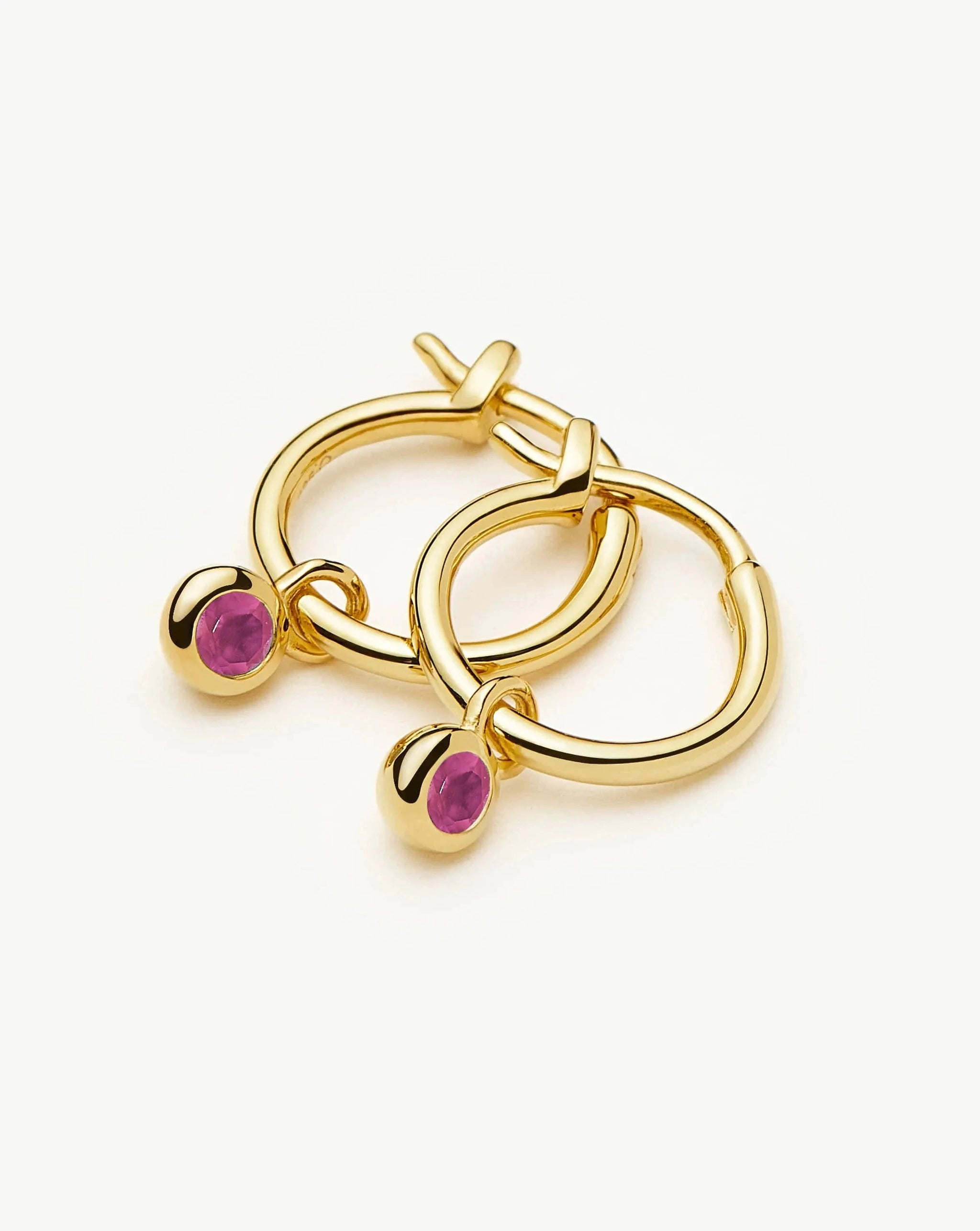 Birthstone Mini Charm Hoop Earrings | 18k Gold Vermeil Earrings Missoma