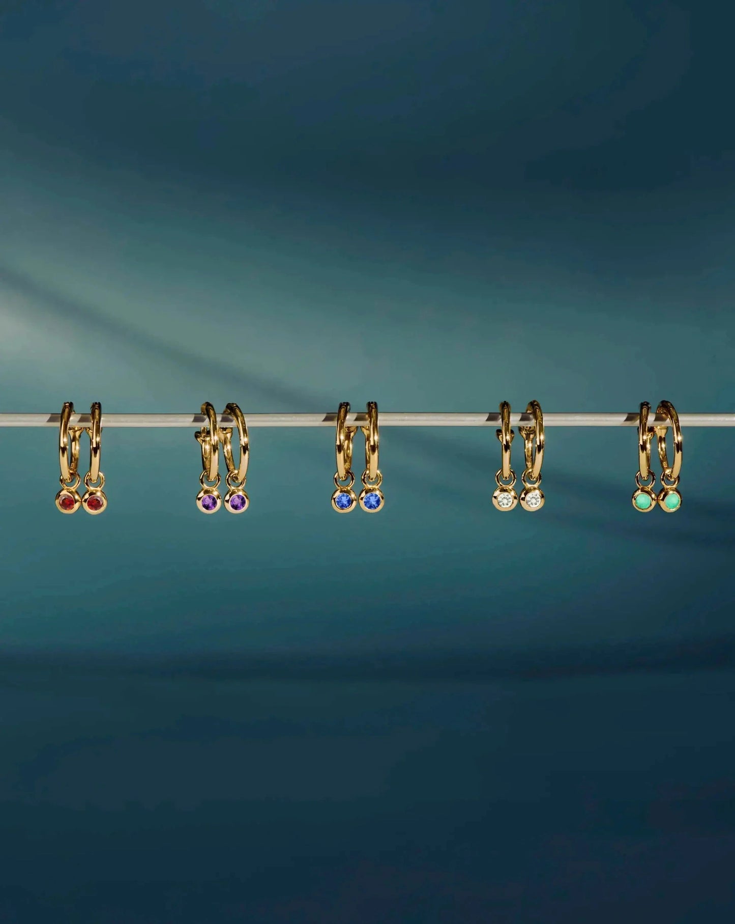 Birthstone Mini Charm Hoop Earrings | 18k Gold Vermeil Earrings Missoma