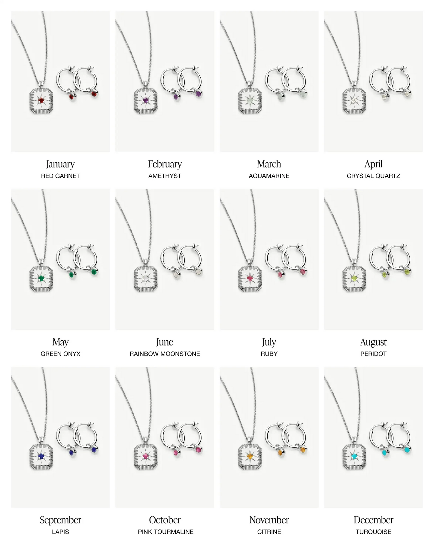 Birthstone Necklace & Charm Earrings Set | Sterling Silver Necklaces Missoma