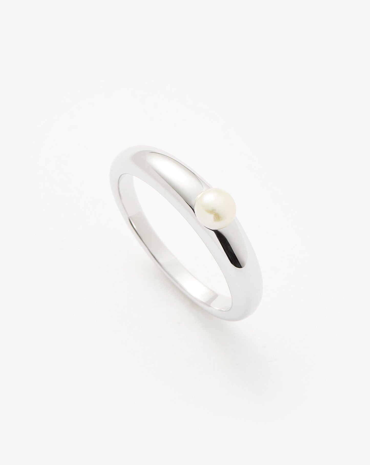 Button Pearl Classic Stacking Ring | Sterling Silver/Pearl Rings Missoma