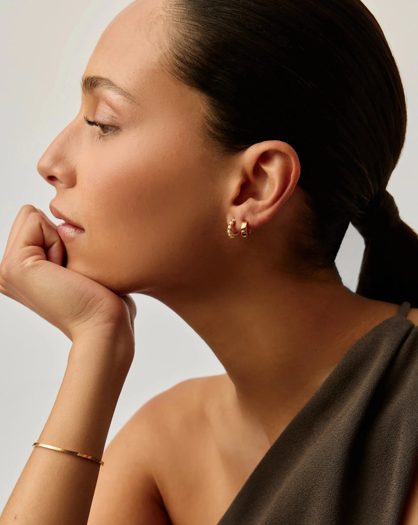 Chubby & Gemstone Huggies Set | 18k Gold Plated Vermeil / Pearl Earrings Missoma