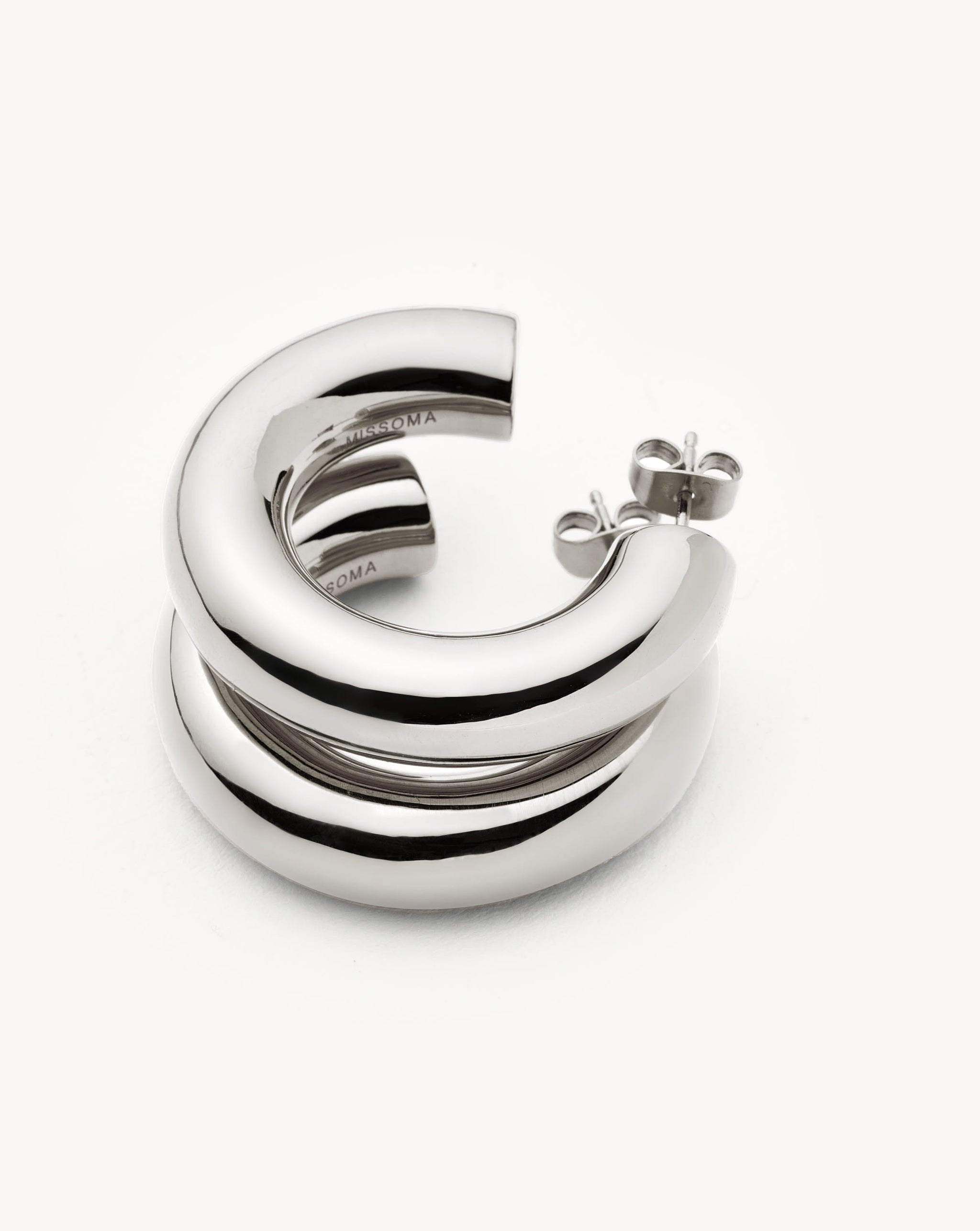 Chubby Large Hoop Earrings | Silver Plated Earrings Missoma