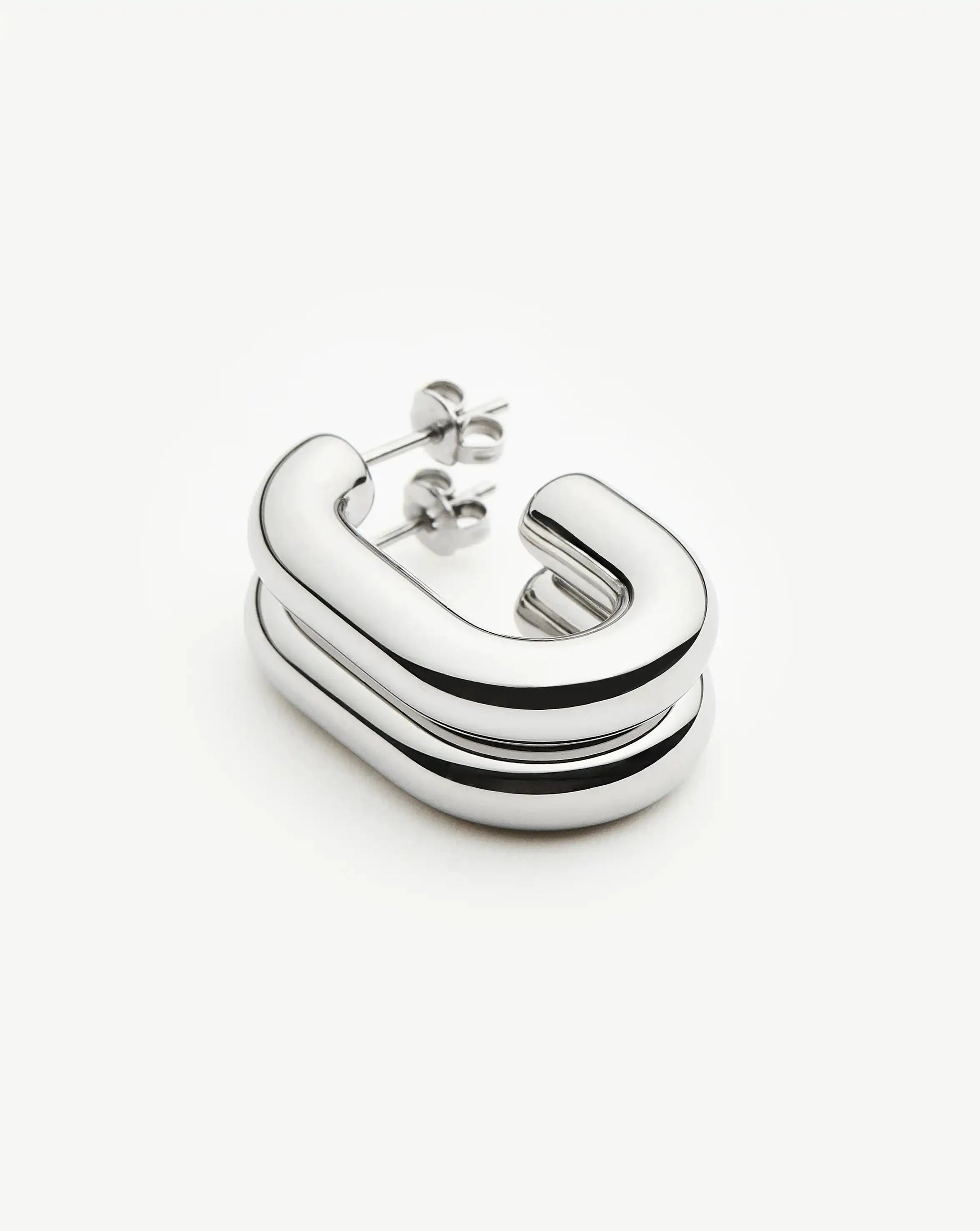 Chubby Oval Medium Hoop Earrings | Platinum Plated Earrings Missoma