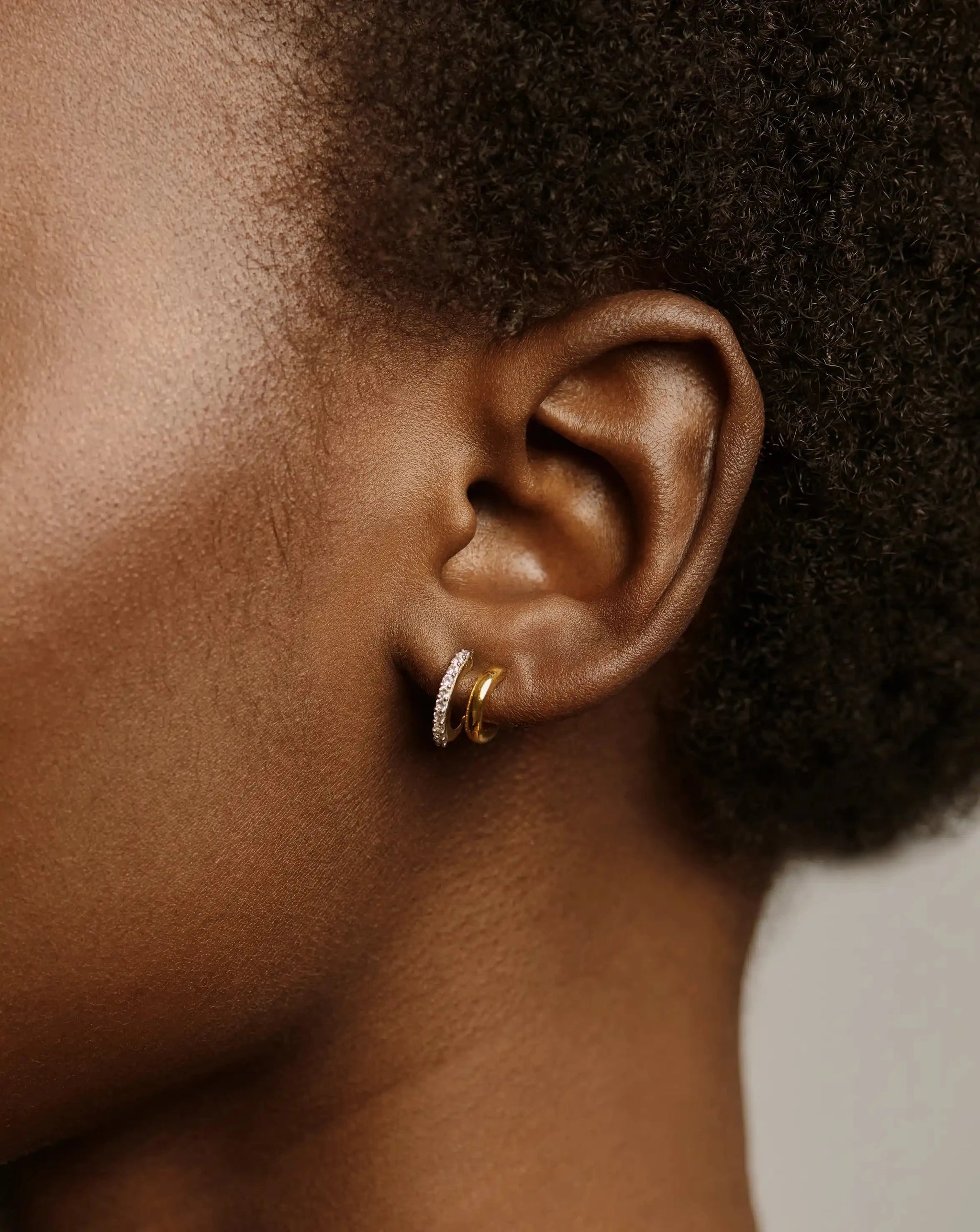 Classic Double Huggies | 18k Gold Vermeil/Cubic Zirconia Earrings Missoma