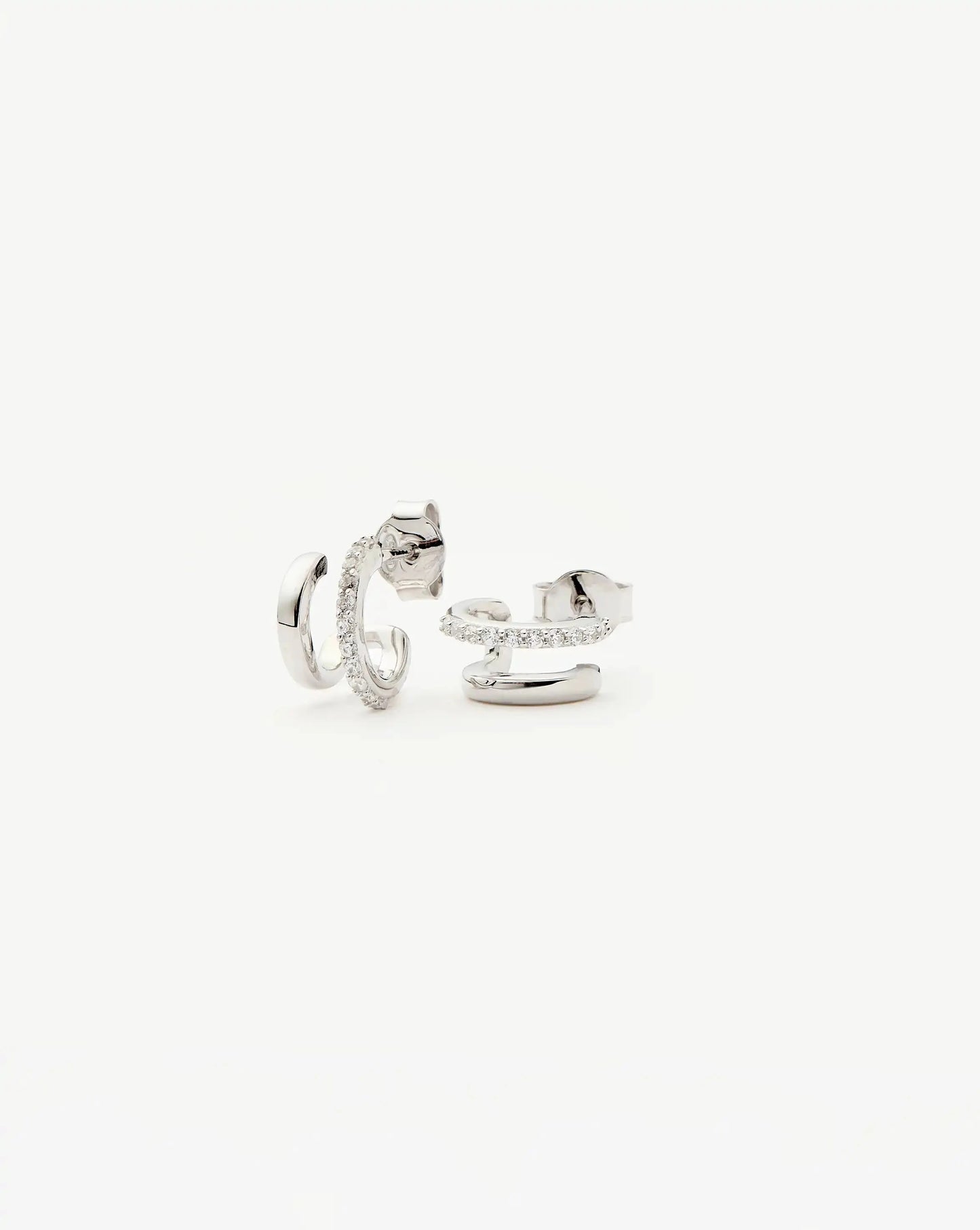 Classic Double Huggies | Sterling Silver/Cubic Zirconia Earrings Missoma