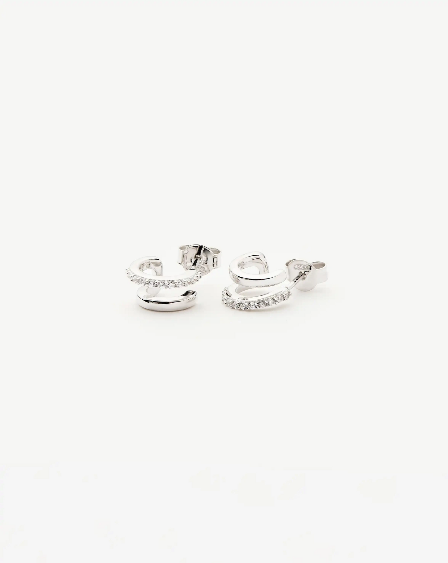 Classic Double Huggies | Sterling Silver/Cubic Zirconia Earrings Missoma