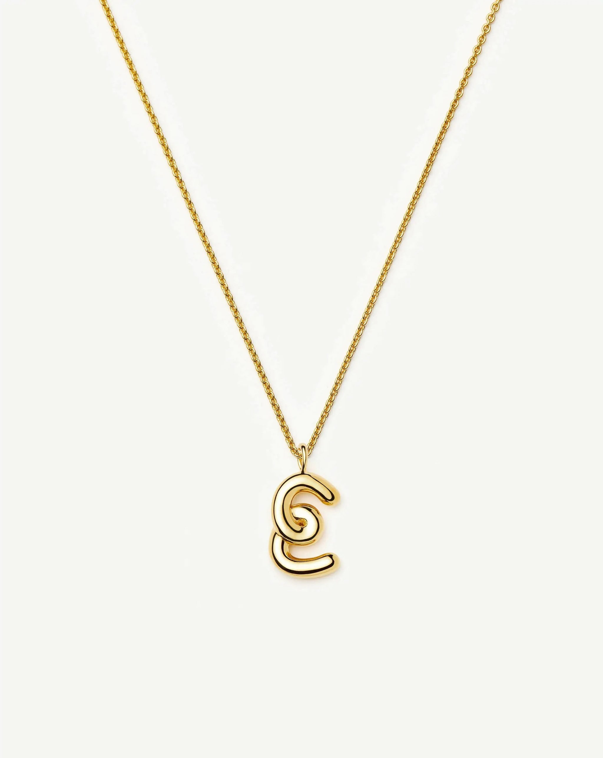 Curly Molten Initial Pendant Necklace - E | 18k Gold Vermeil Necklaces Missoma