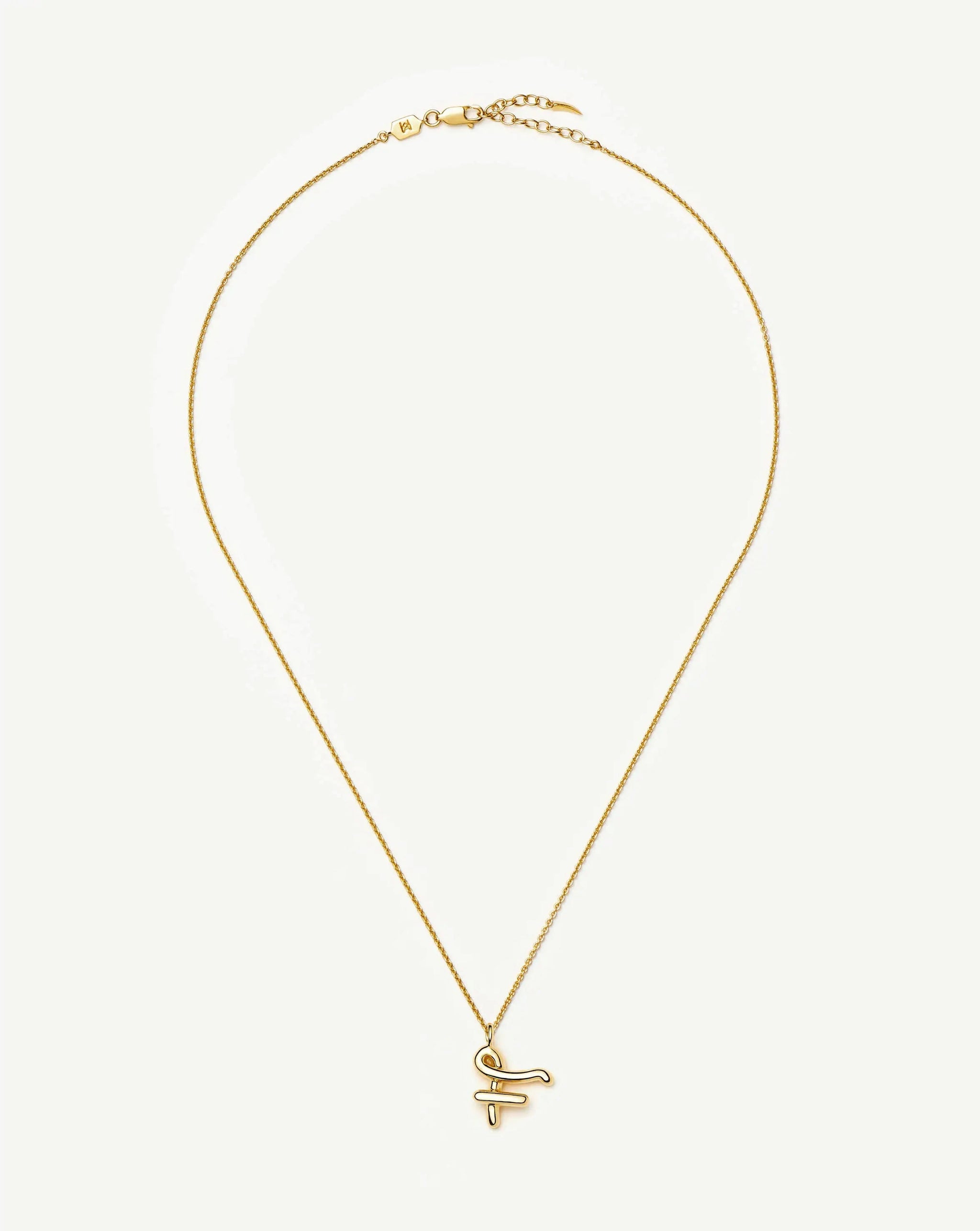 Curly Molten Initial Pendant Necklace - F | 18k Gold Vermeil Necklaces Missoma