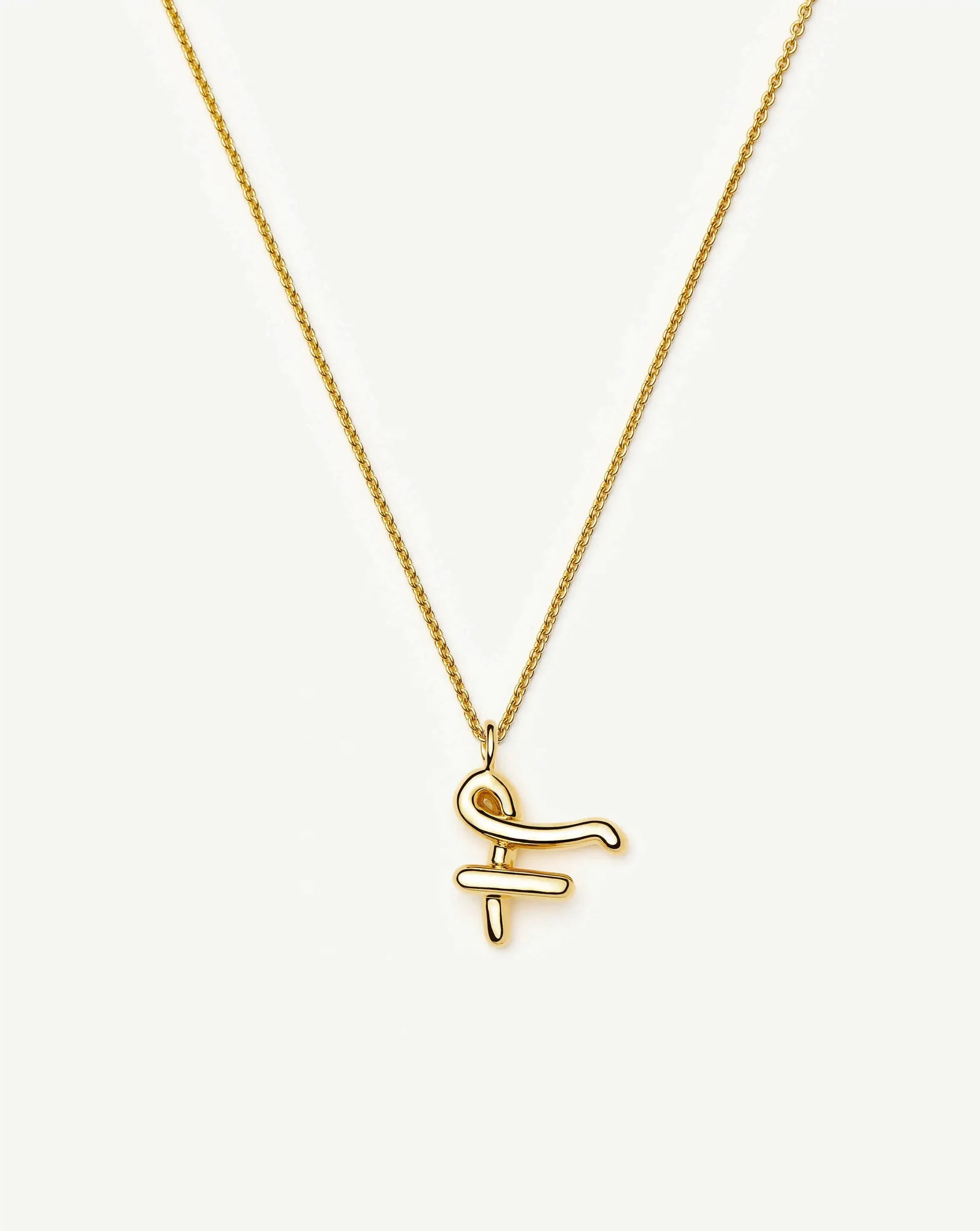 Curly Molten Initial Pendant Necklace - F | 18k Gold Vermeil Necklaces Missoma