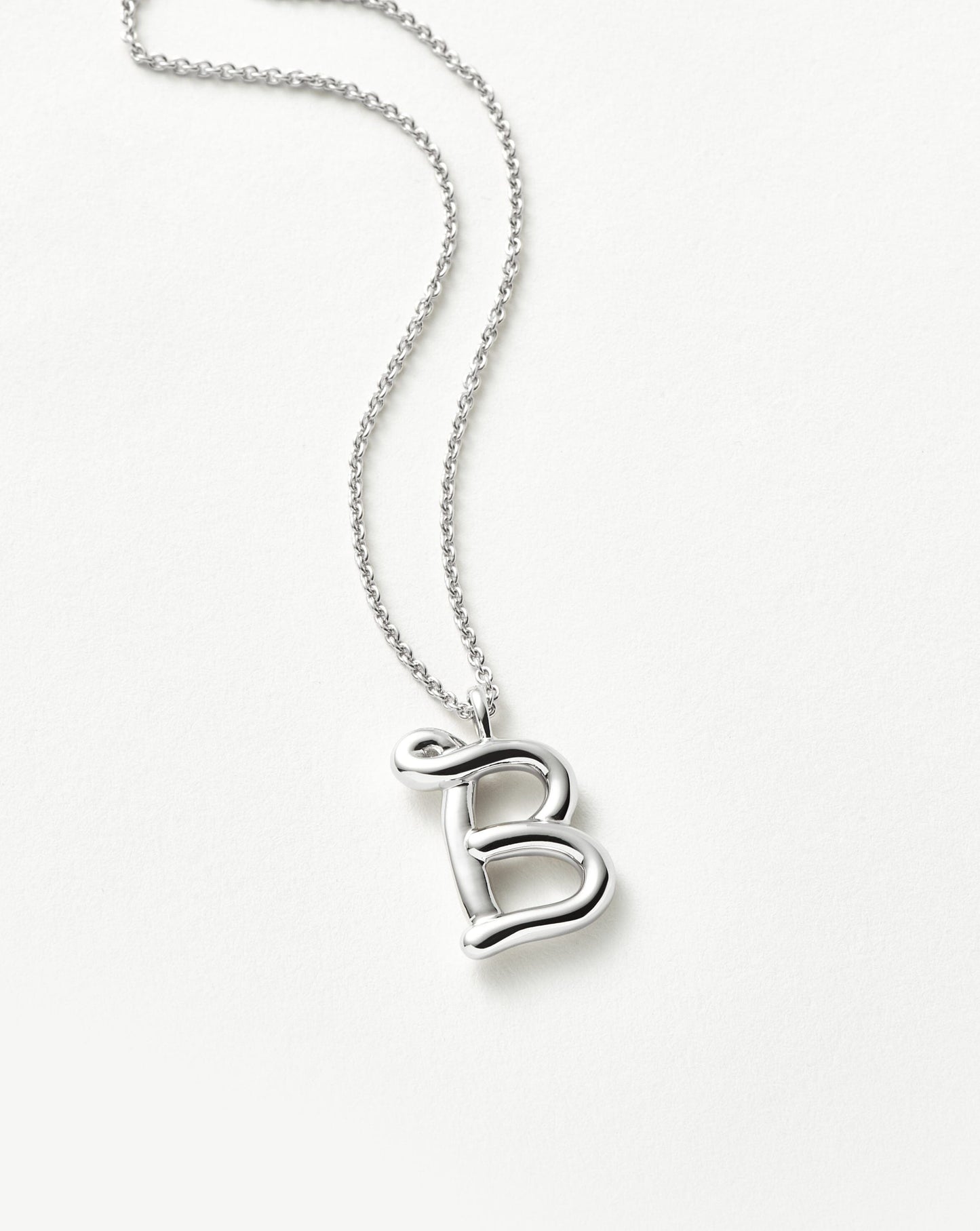 Curly Molten Initial Pendant Necklace - Initial B | Sterling Silver Necklaces Missoma