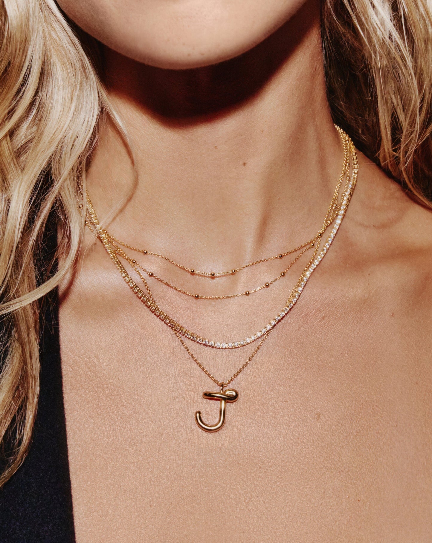 Curly Molten Initial Pendant Necklace - Initial J | 18k Gold Vermeil Necklaces Missoma
