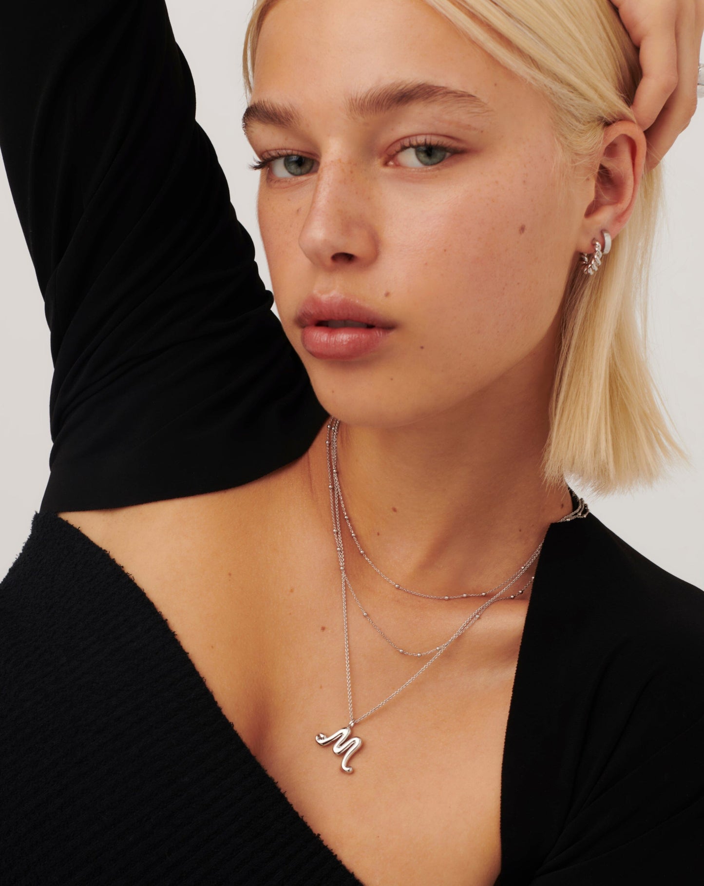 Curly Molten Initial Pendant Necklace - Initial M | Sterling Silver Necklaces Missoma