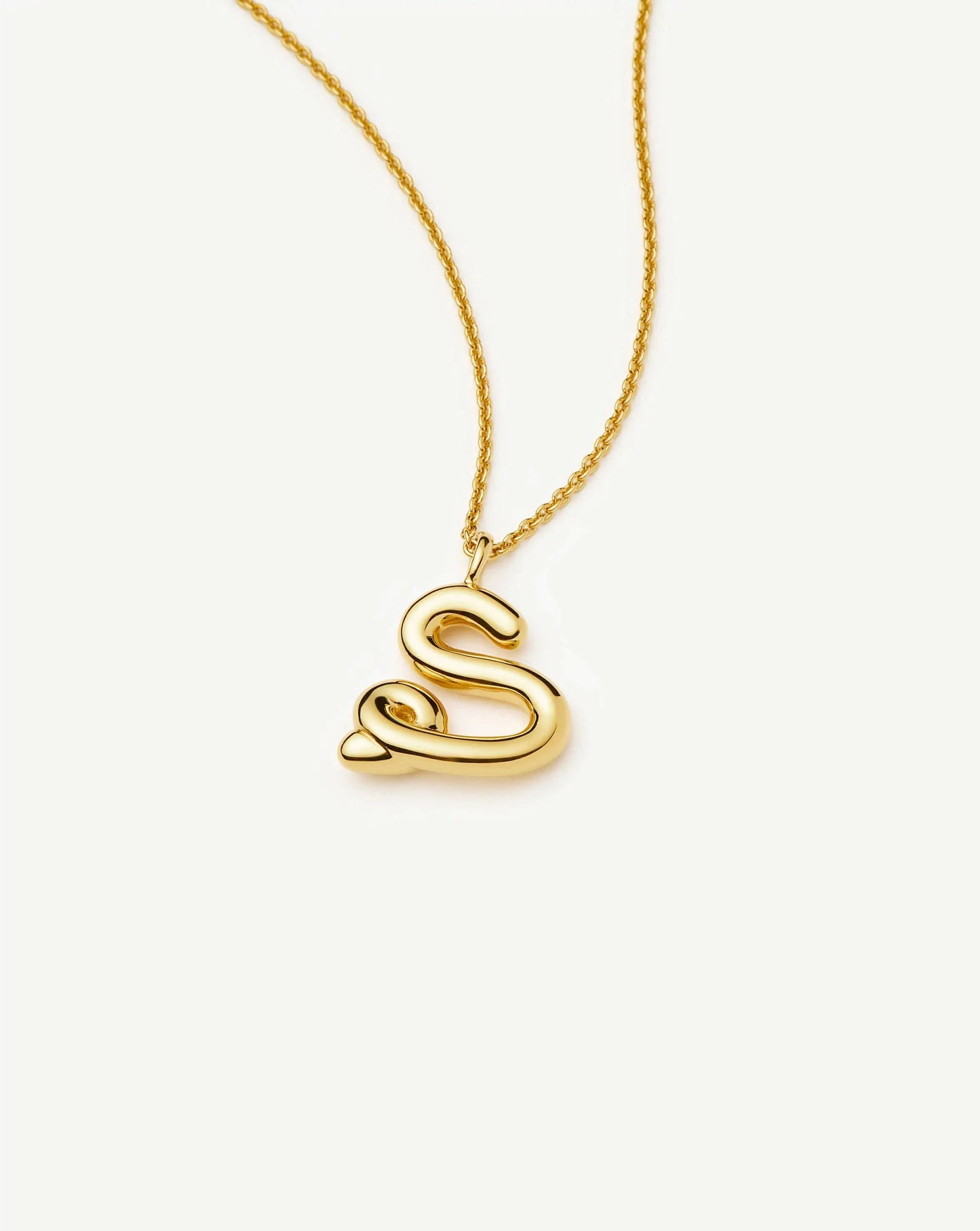 Curly Molten Initial Pendant Necklace - Initial S | 18k Gold Vermeil Necklaces Missoma