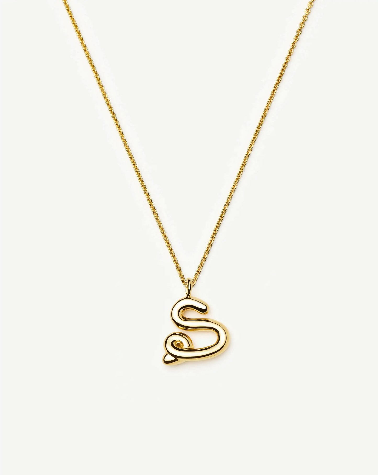 Curly Molten Initial Pendant Necklace - Initial S | 18k Gold Vermeil Necklaces Missoma