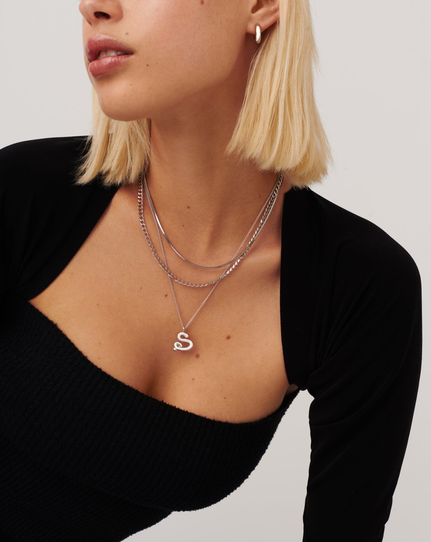 Curly Molten Initial Pendant Necklace - Initial S | Sterling Silver Necklaces Missoma