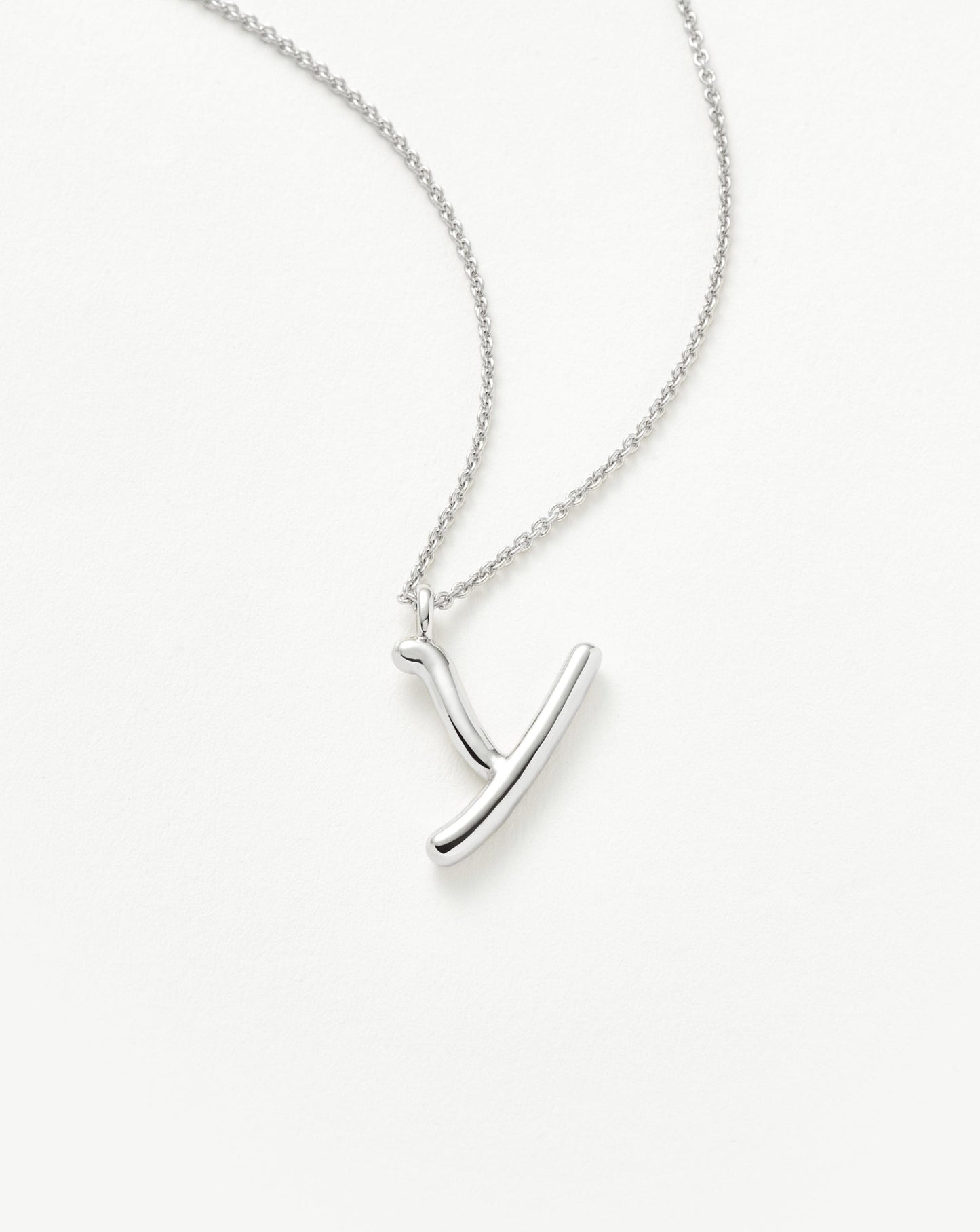 Curly Molten Initial Pendant Necklace - Initial Y | Sterling Silver Necklaces Missoma