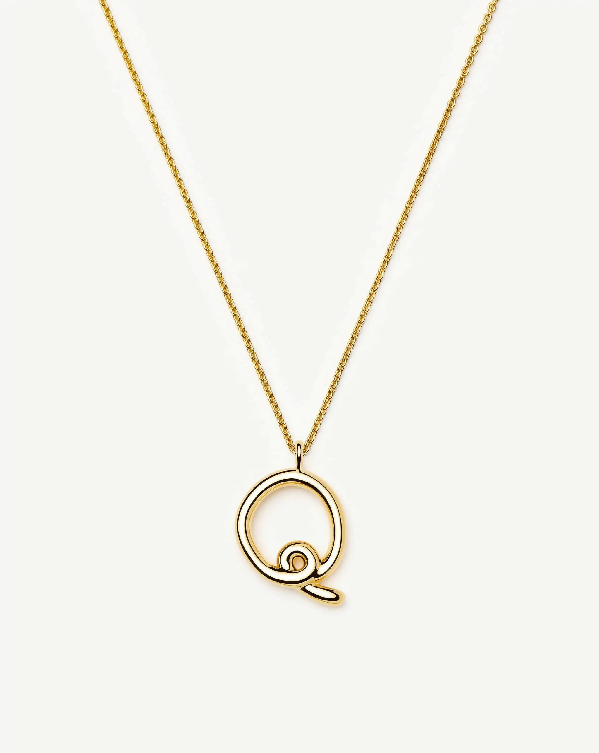 Curly Molten Initial Pendant Necklace - Q | 18k Gold Vermeil Necklaces Missoma