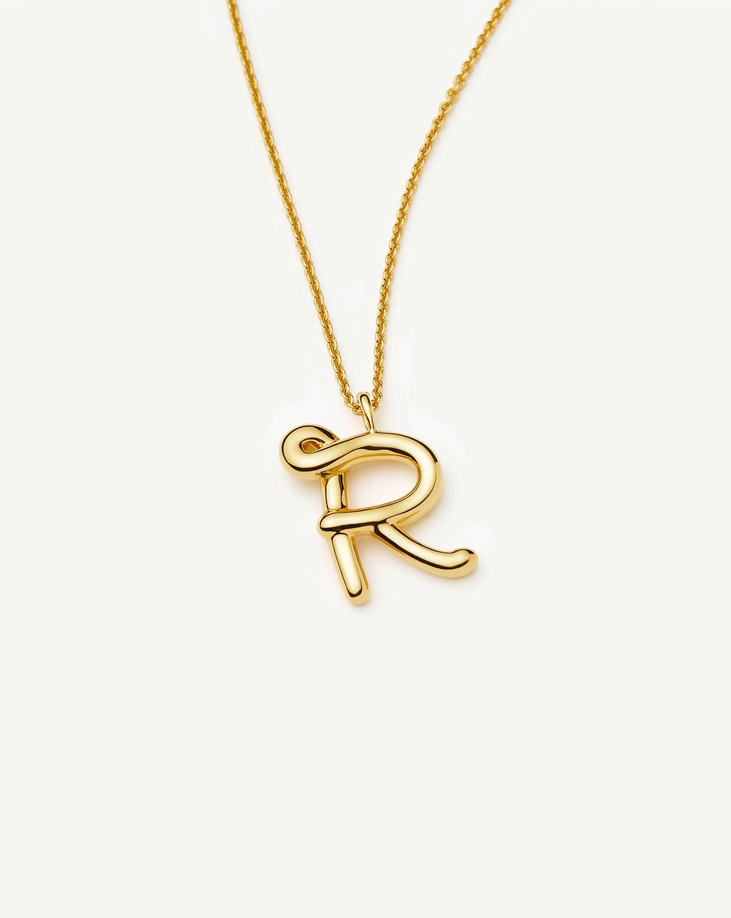 Curly Molten Initial Pendant Necklace - R | 18k Gold Vermeil Necklaces Missoma