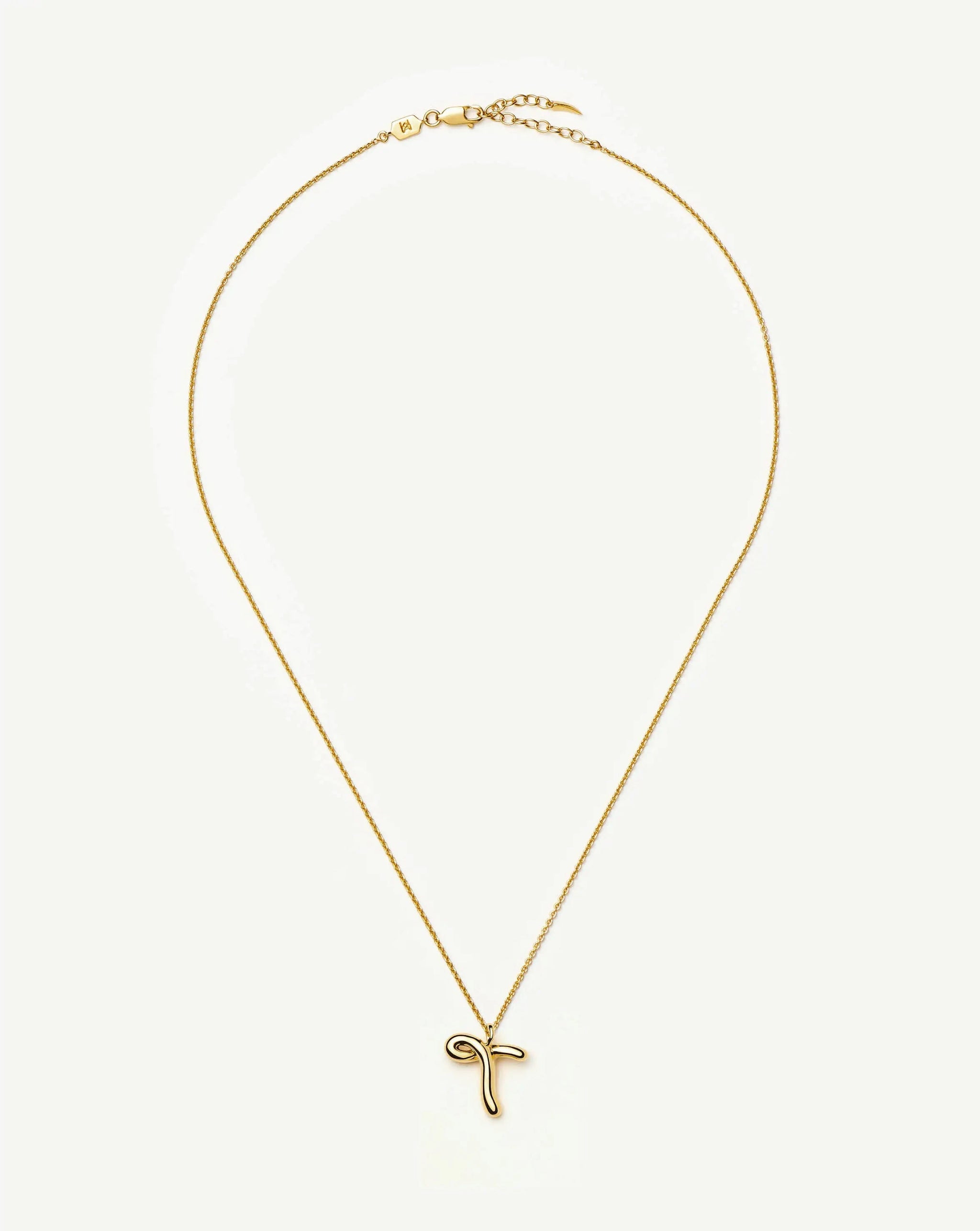 Curly Molten Initial Pendant Necklace - T | 18k Gold Vermeil Necklaces Missoma