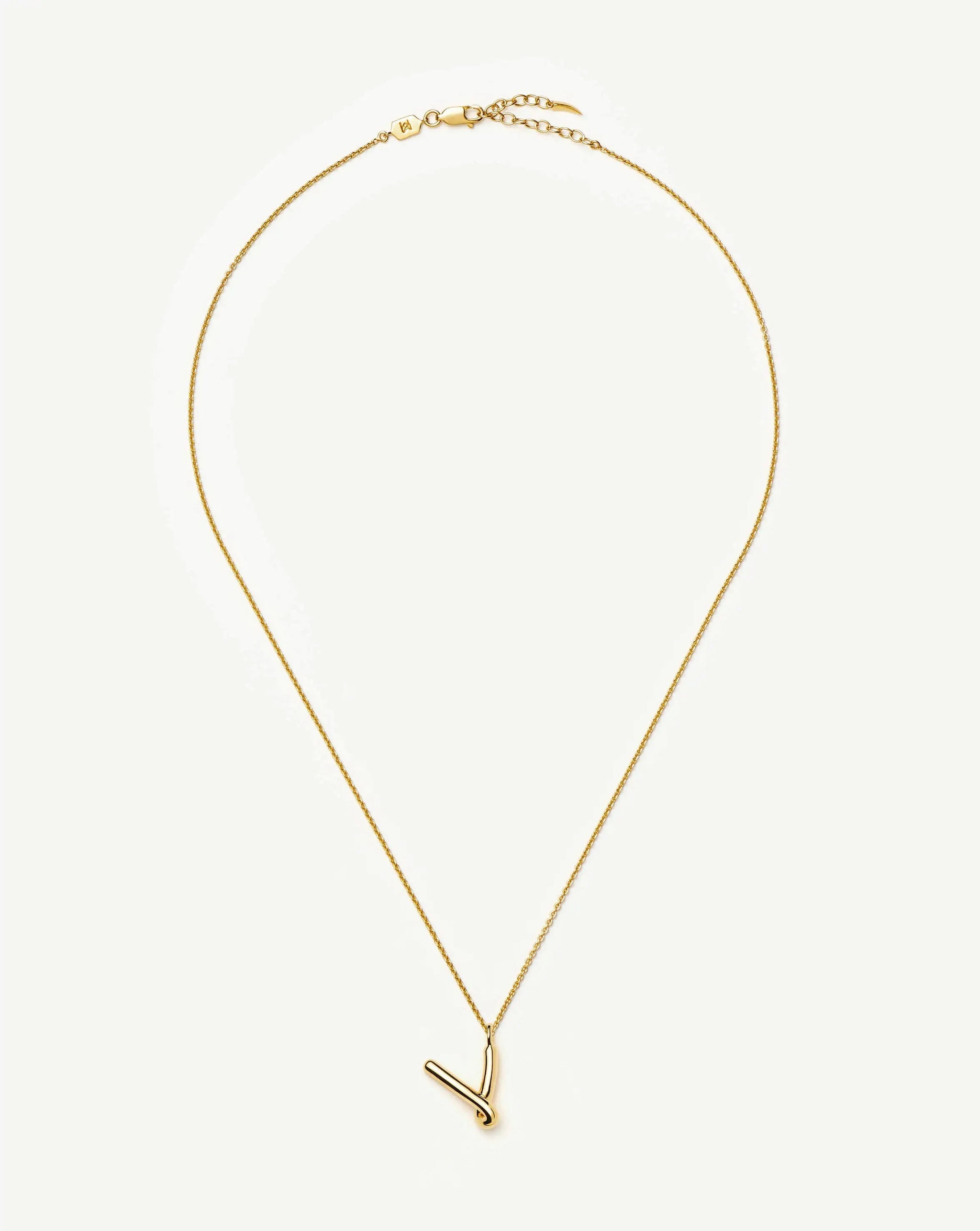 Curly Molten Initial Pendant Necklace - V | 18k Gold Vermeil Necklaces Missoma
