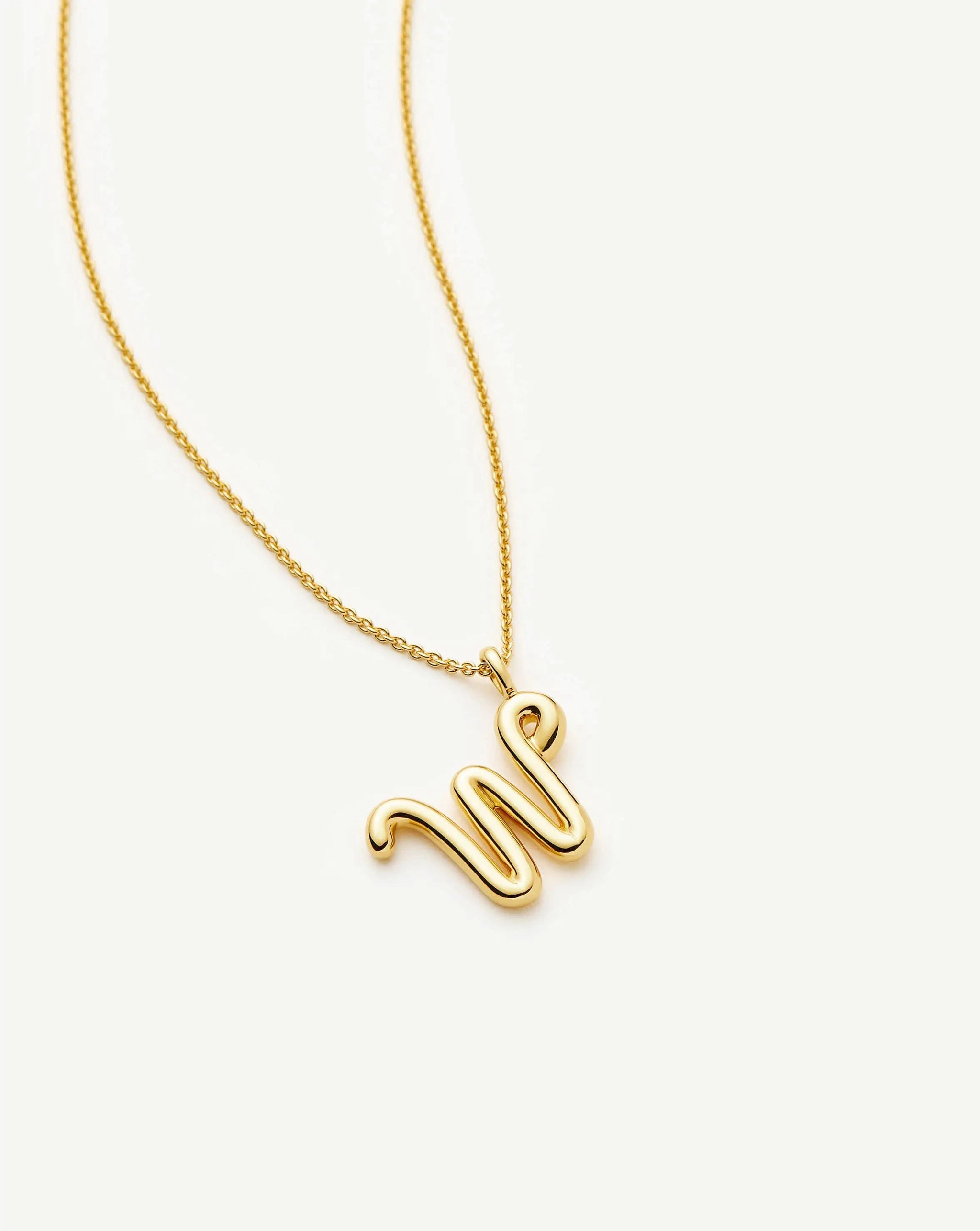 Curly Molten Initial Pendant Necklace - W | 18k Gold Vermeil Necklaces Missoma
