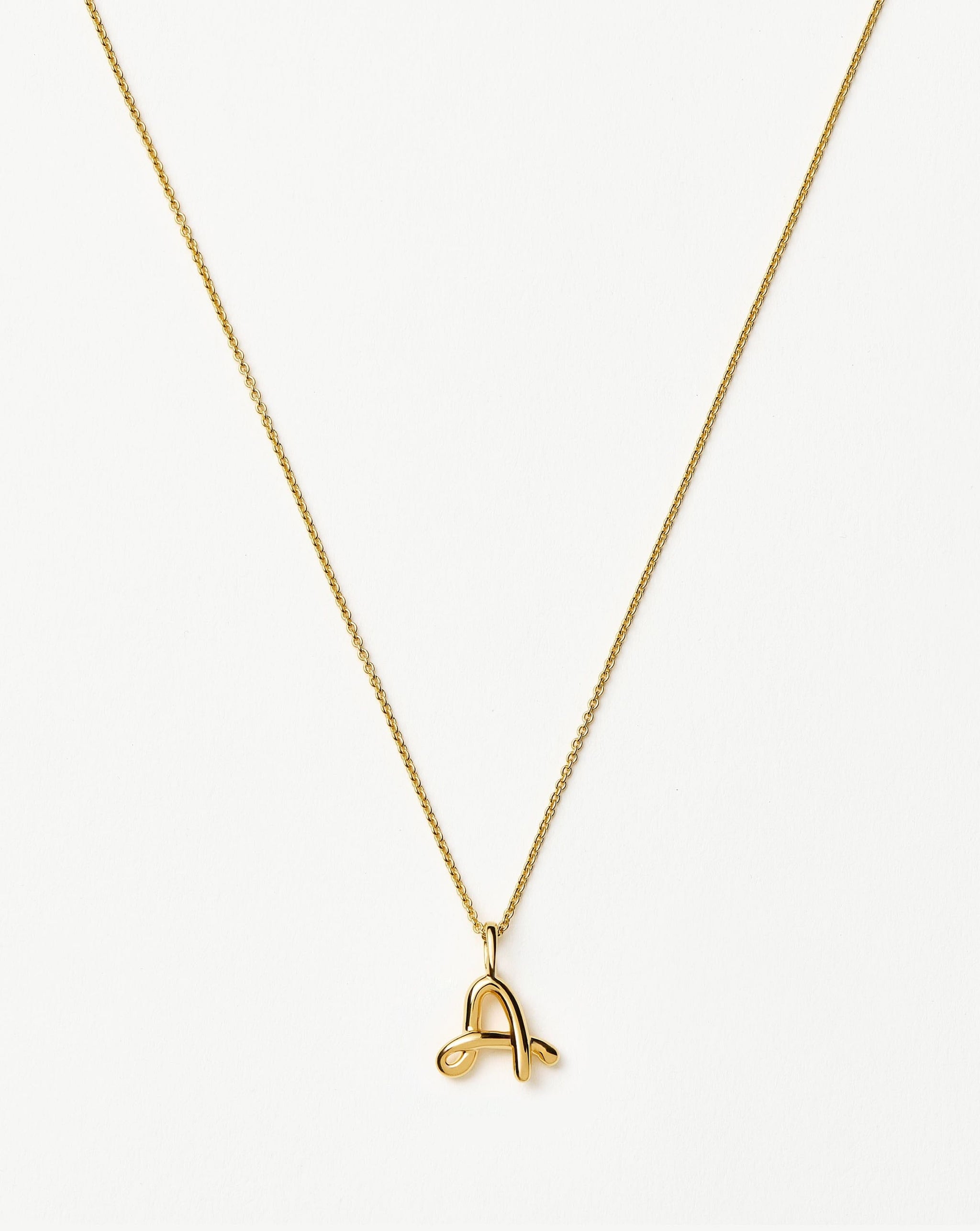 Curly Molten Mini Initial Necklace - A | 18k Gold Vermeil Necklaces Missoma