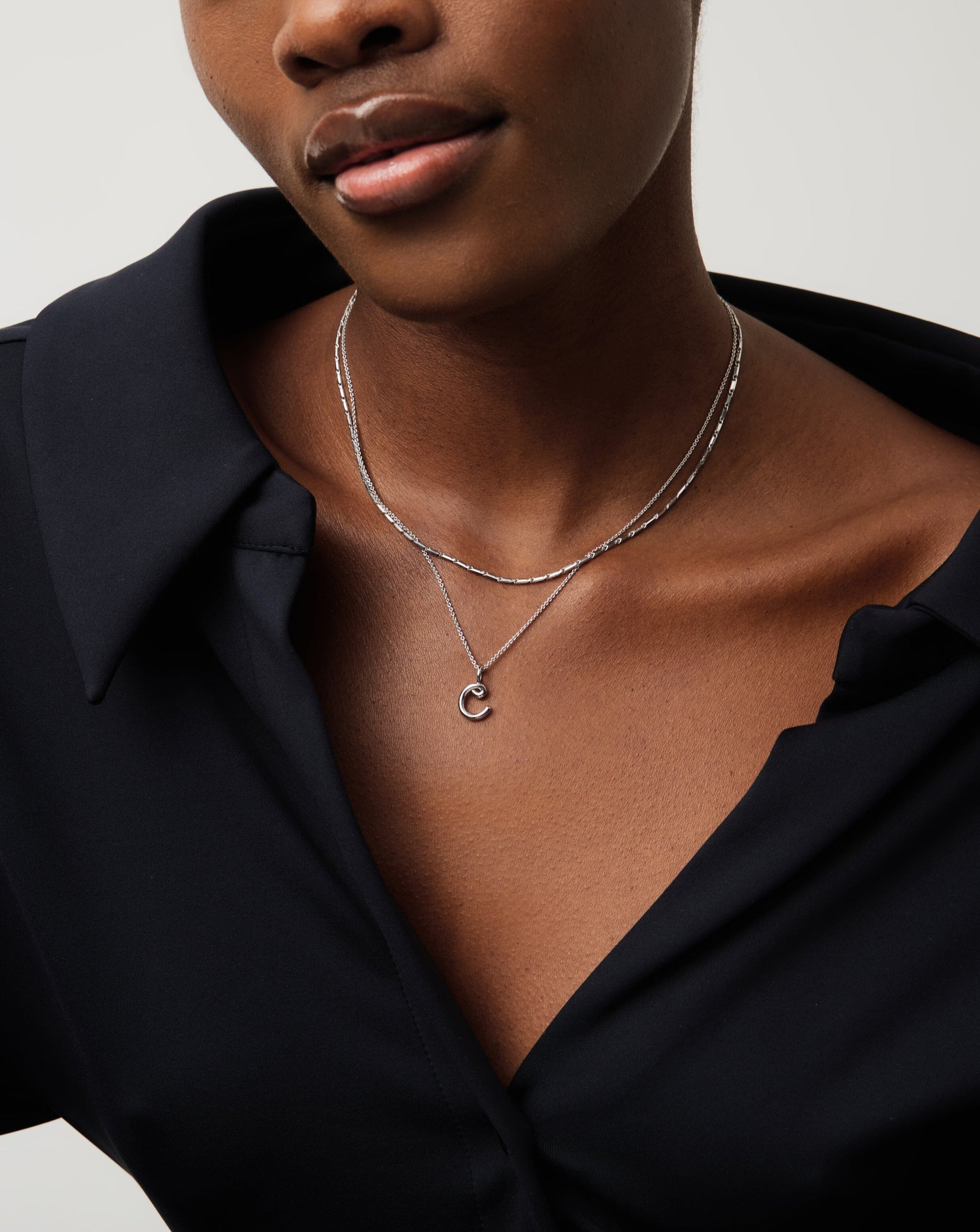 Curly Molten Mini Initial Necklace - C | Sterling Silver Necklaces Missoma
