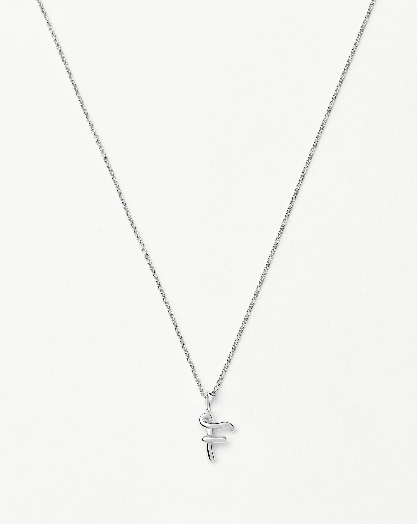 Curly Molten Mini Initial Necklace - F |Sterling Silver Necklaces Missoma