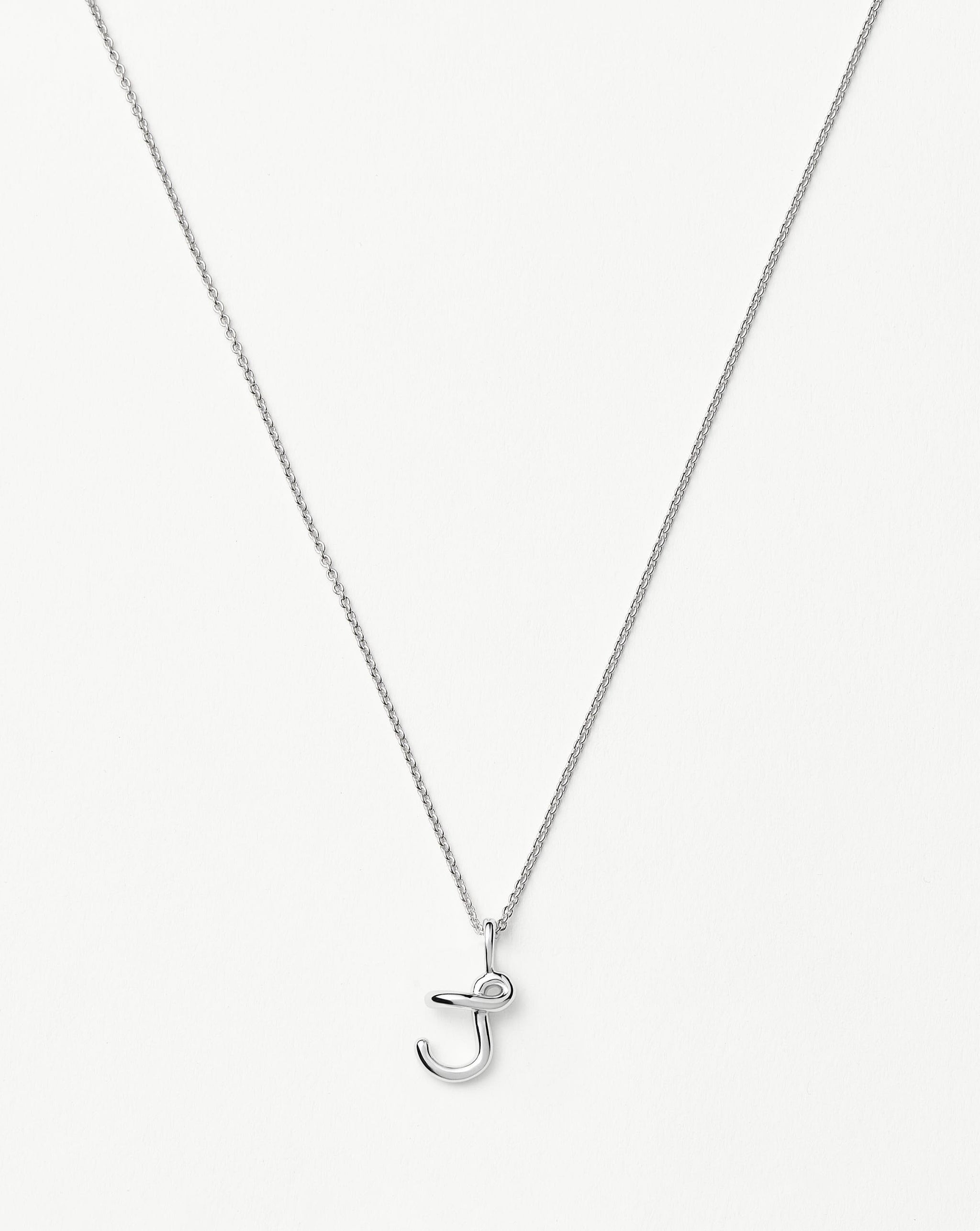 Curly Molten Mini Initial Necklace - J | Sterling Silver Necklaces Missoma