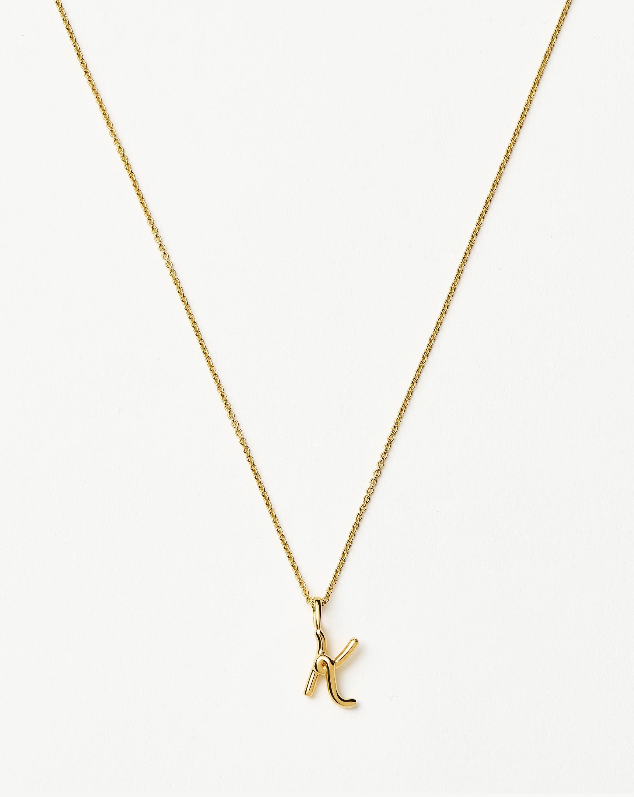 Curly Molten Mini Initial Necklace - K | 18k Gold Vermeil Necklaces Missoma