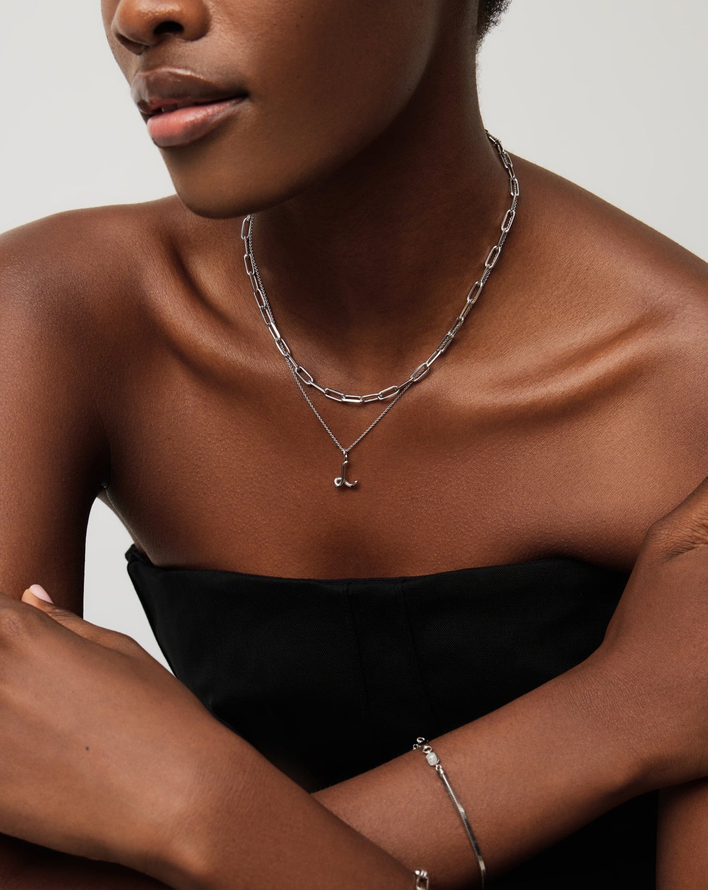 Curly Molten Mini Initial Necklace - L | Sterling Silver Necklaces Missoma