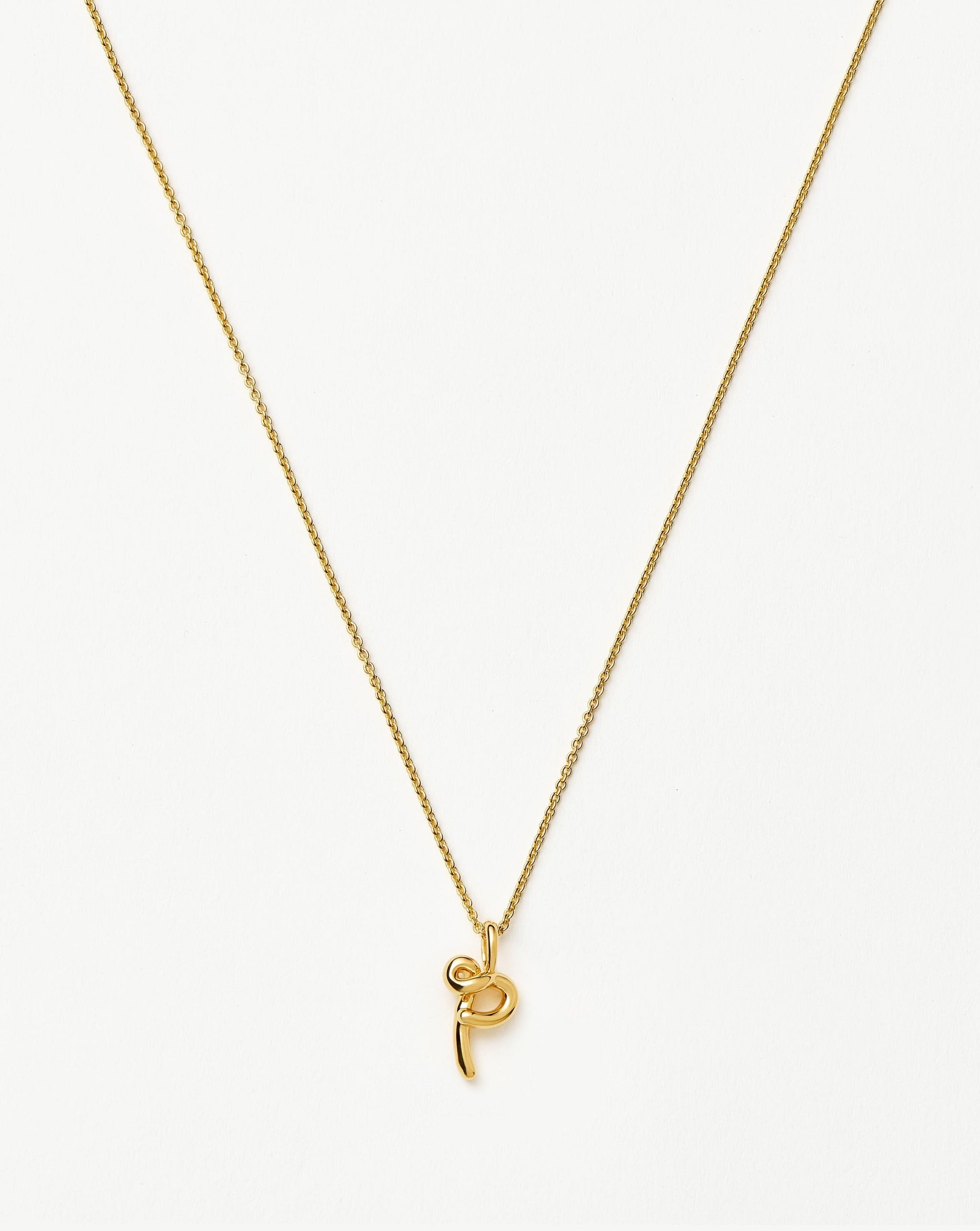 Curly Molten Mini Initial Necklace - P | 18k Gold Vermeil Necklaces Missoma
