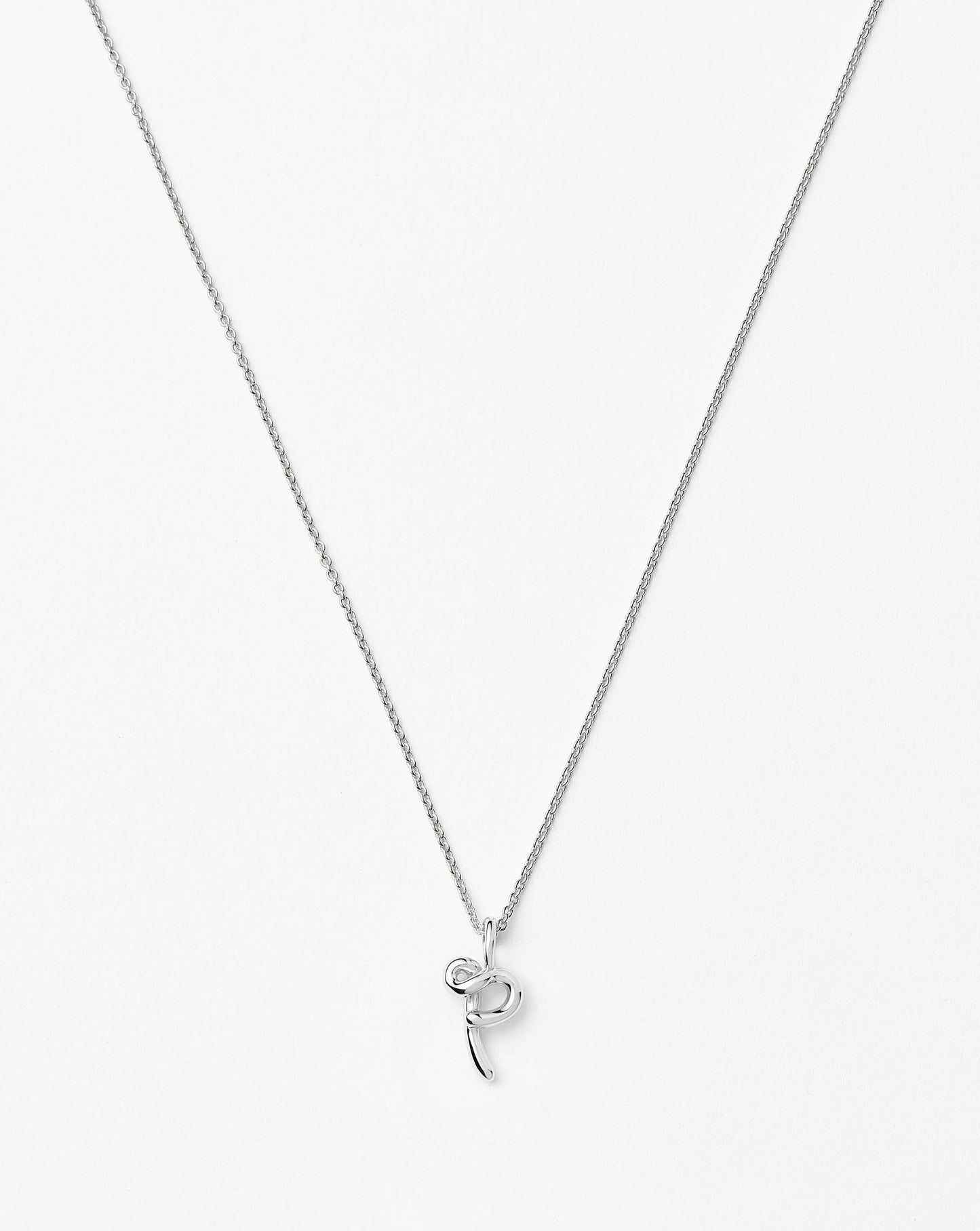 Curly Molten Mini Initial Necklace - P | Sterling Silver Necklaces Missoma
