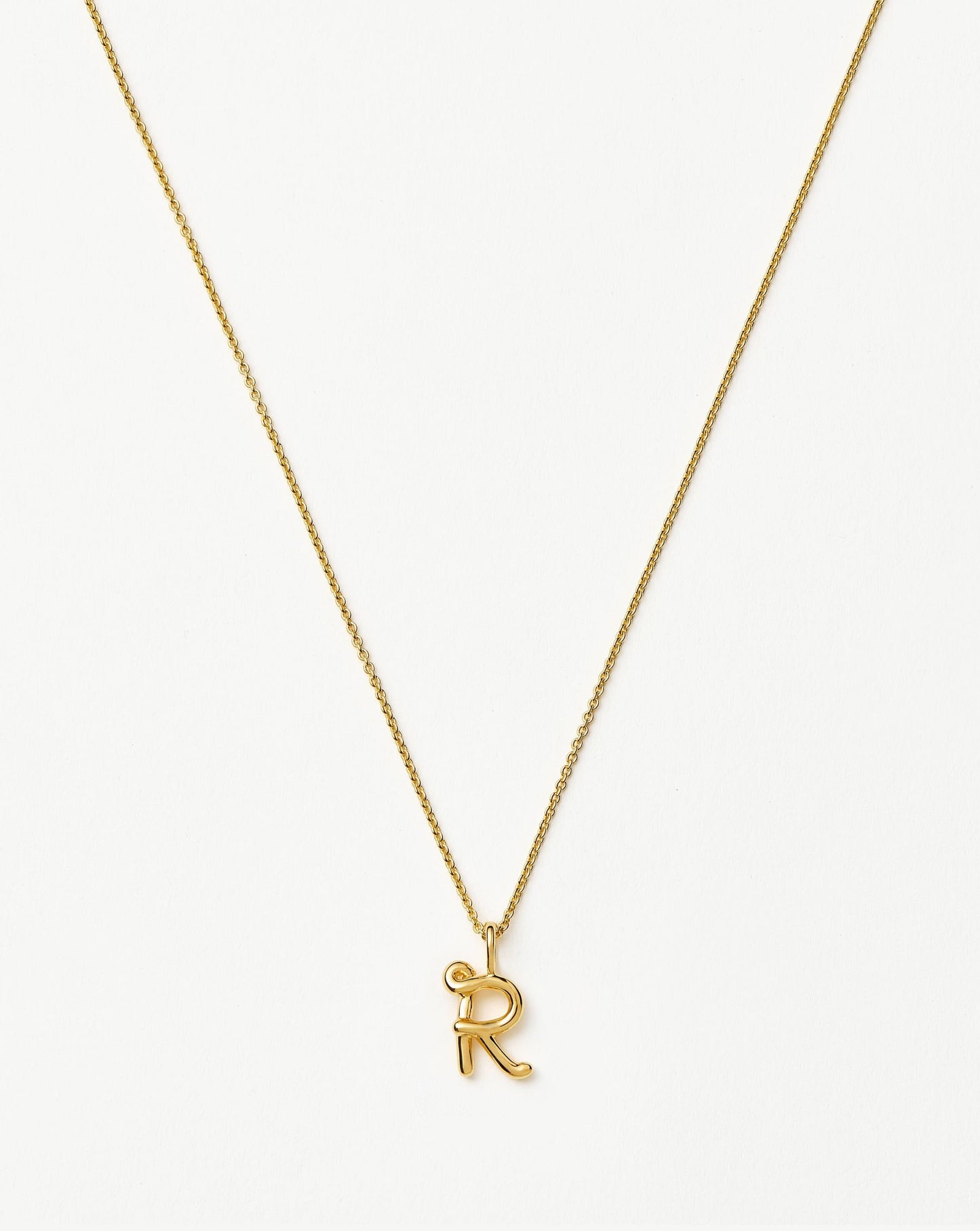 Curly Molten Mini Initial Necklace - R | 18k Gold Vermeil Necklaces Missoma