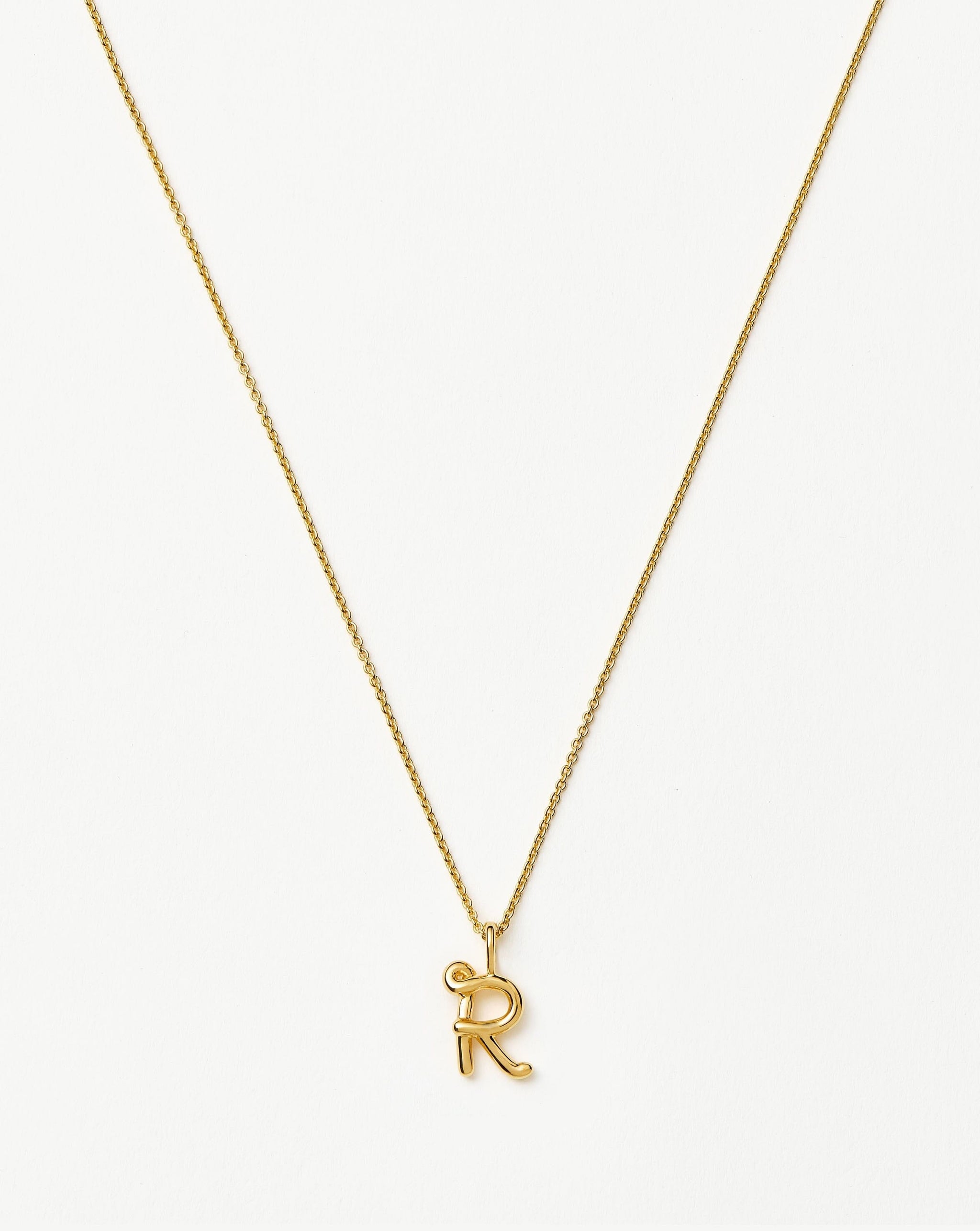 Curly Molten Mini Initial Necklace - R | 18k Gold Vermeil Necklaces Missoma