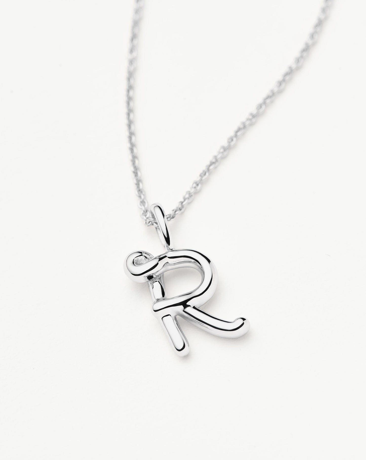 Curly Molten Mini Initial Necklace - R | Sterling Silver Necklaces Missoma