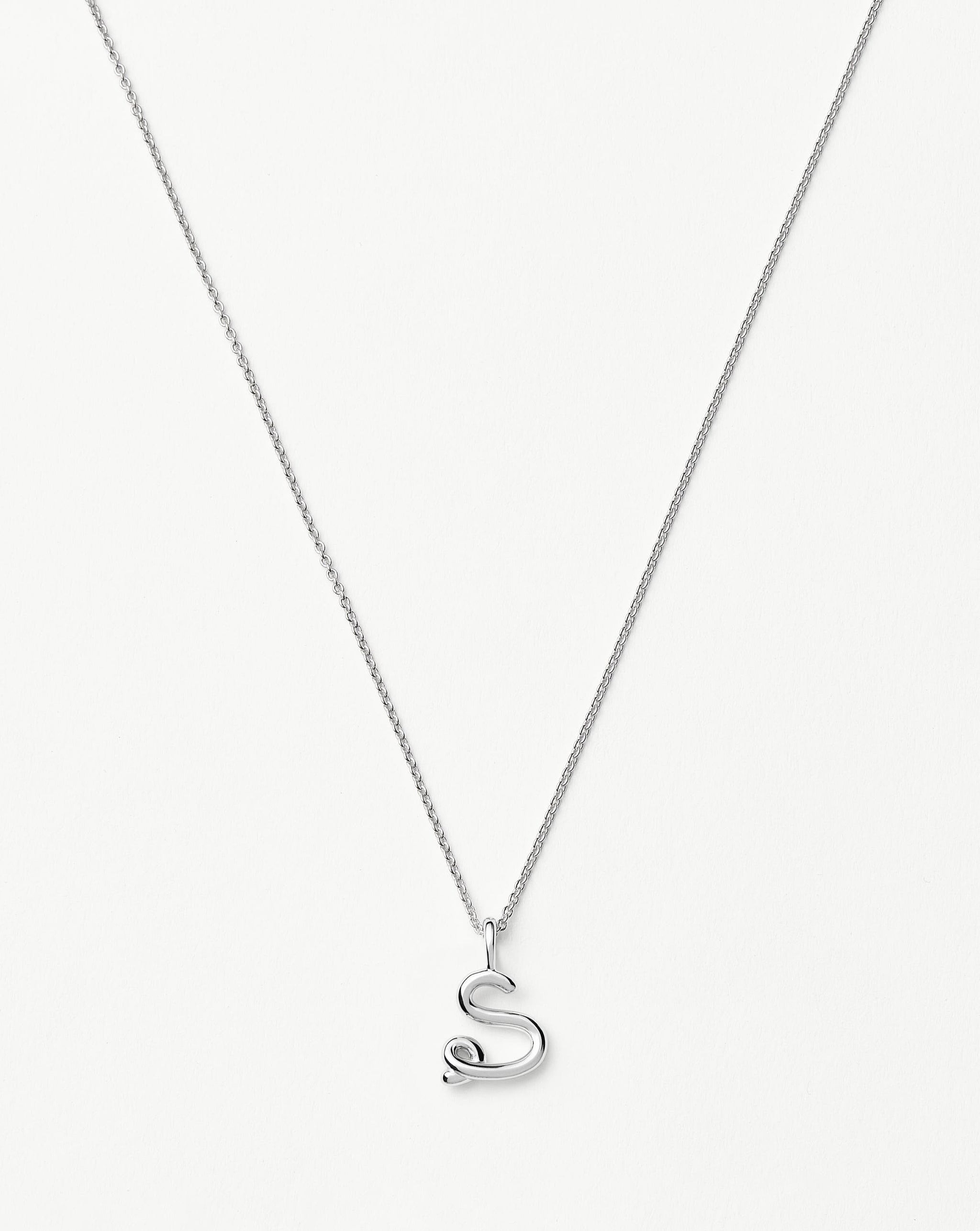 Curly Molten Mini Initial Necklace - S | Sterling Silver Necklaces Missoma
