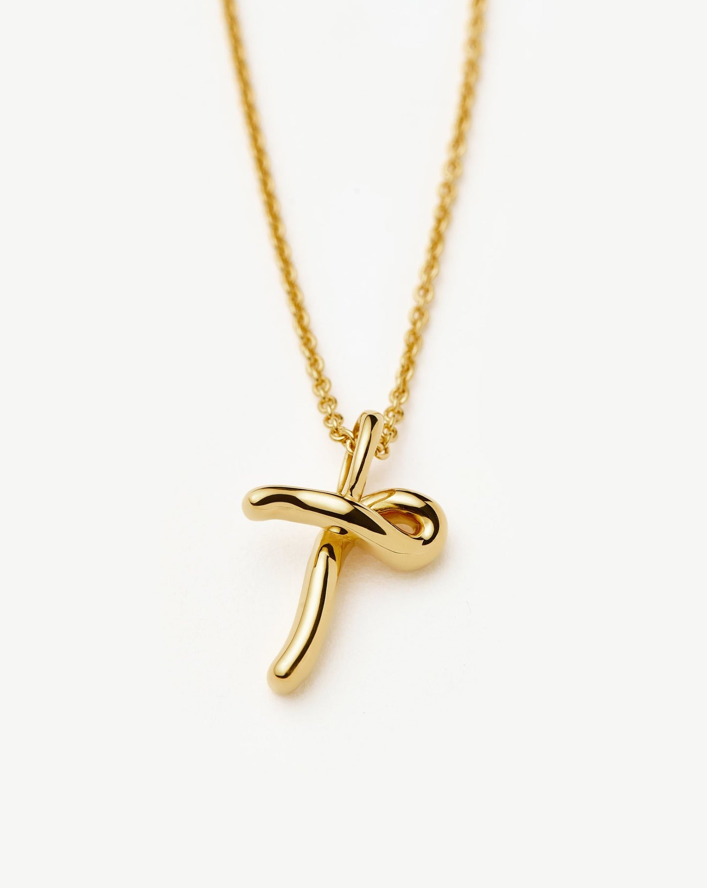 Curly Molten Mini Initial Necklace - T | 18k Gold Vermeil Necklaces Missoma
