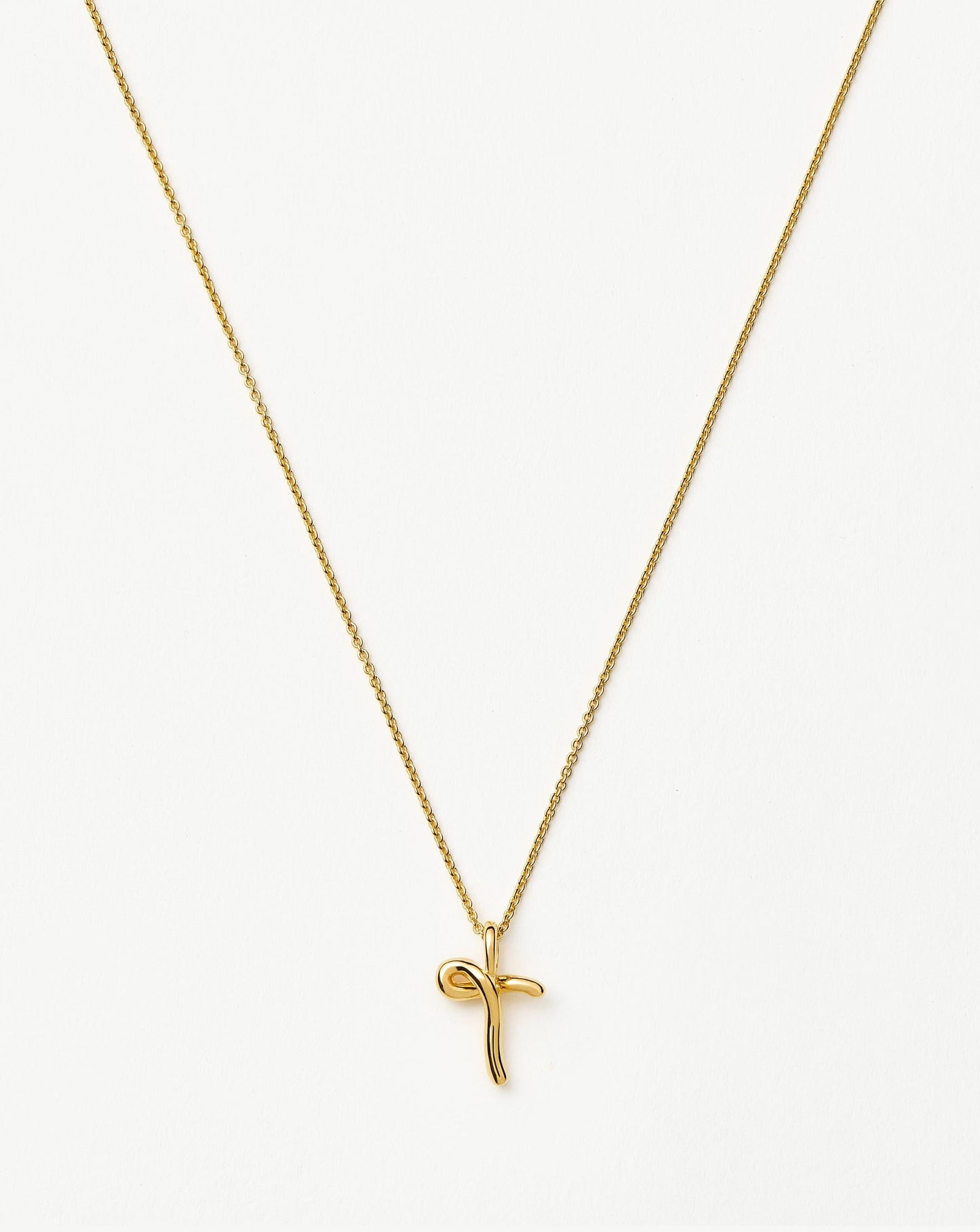 Curly Molten Mini Initial Necklace - T | 18k Gold Vermeil Necklaces Missoma