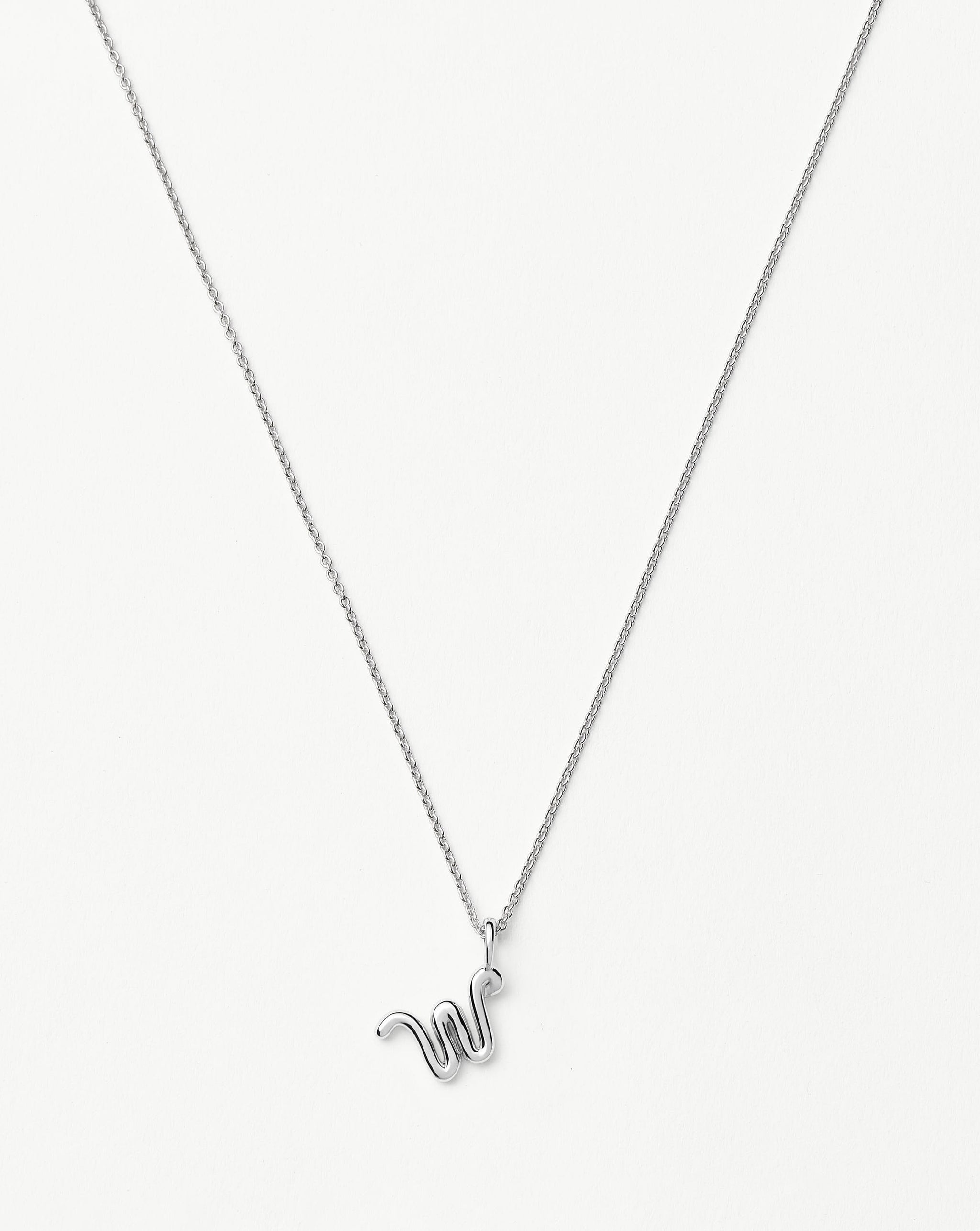 Curly Molten Mini Initial Necklace - W | Sterling Silver Necklaces Missoma