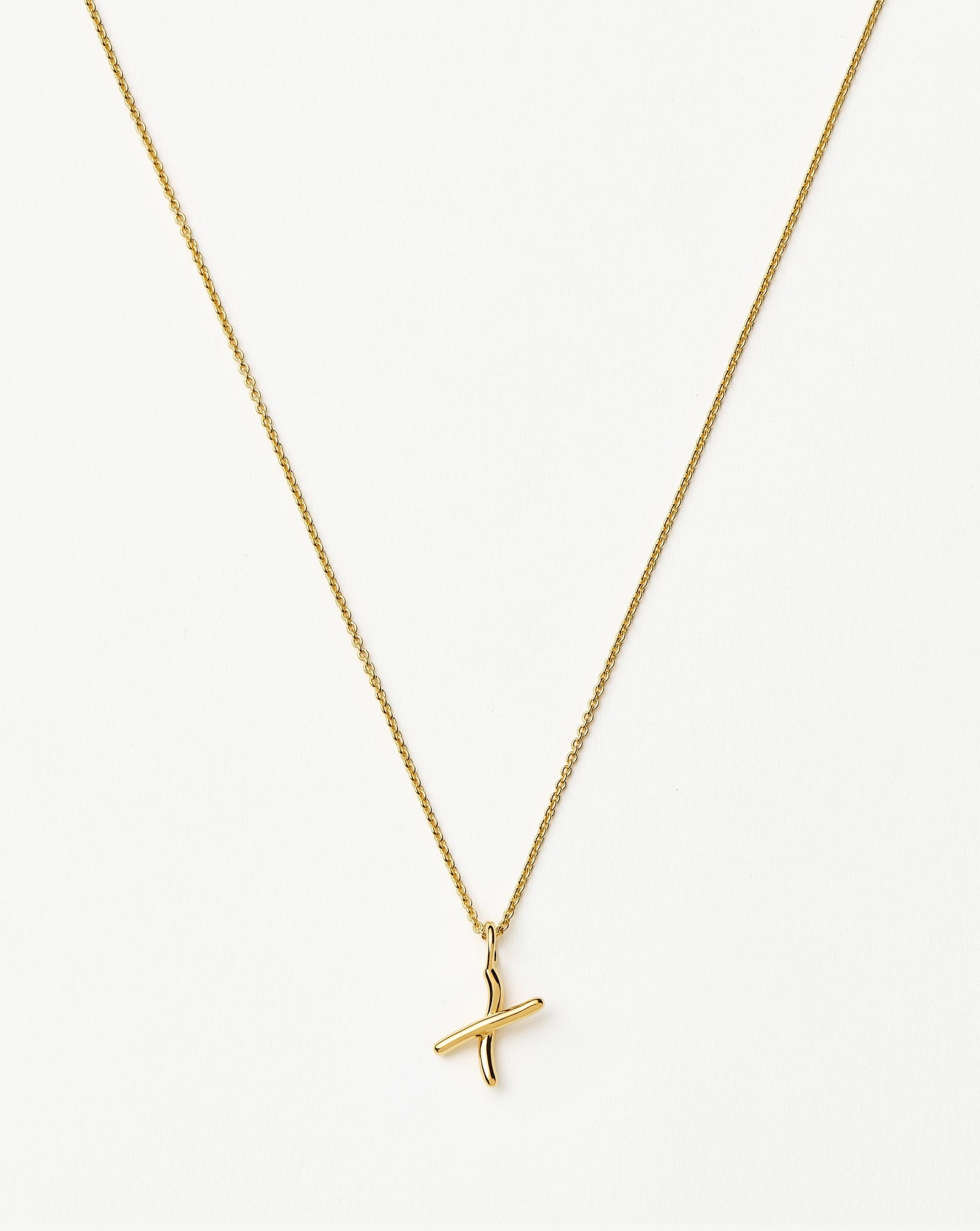 Curly Molten Mini Initial Necklace - X | 18k Gold Vermeil Necklaces Missoma