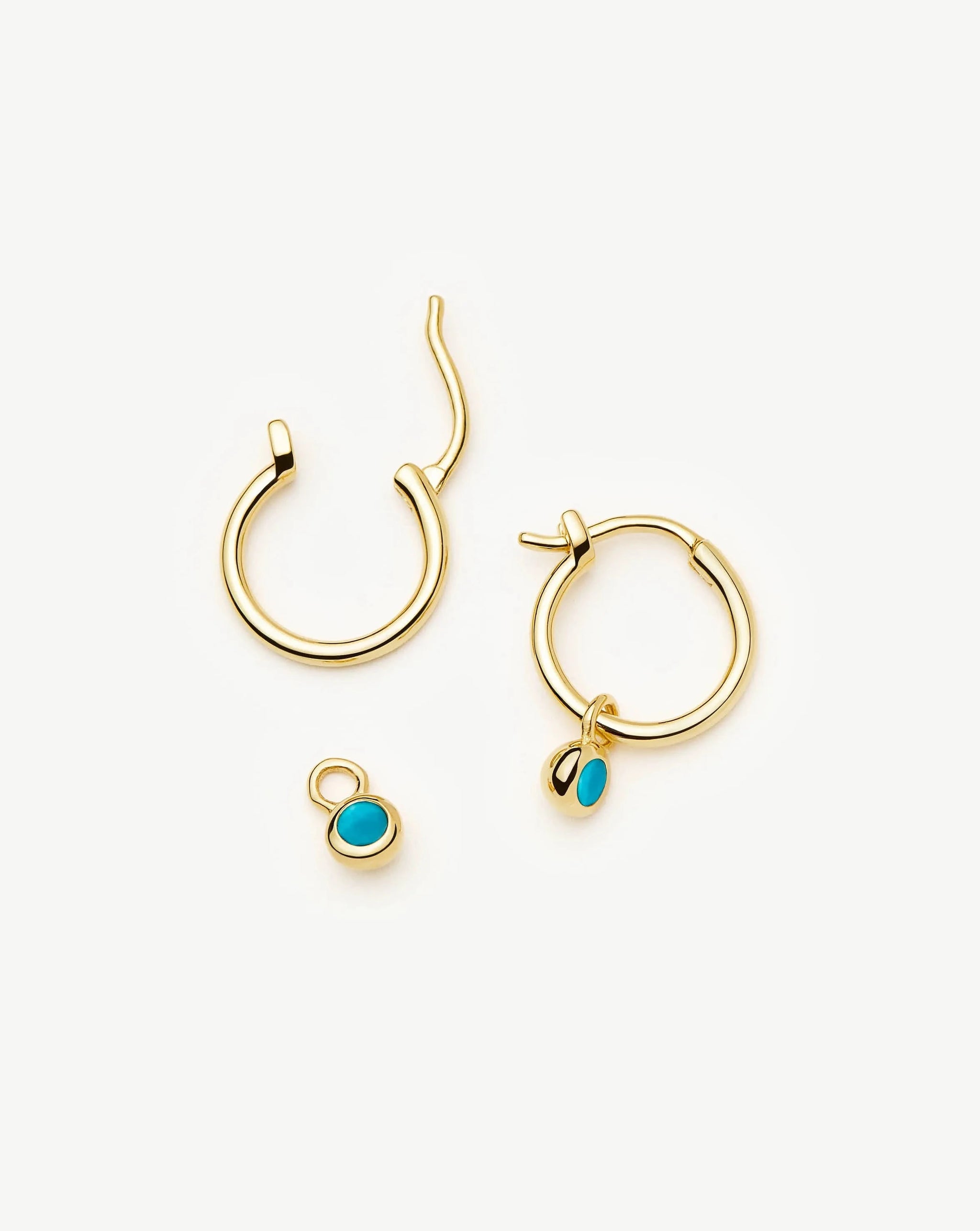 December Birthstone Mini Charm Hoop Earrings | 18k Gold Vermeil/Turquoise Magnesite Earrings Missoma
